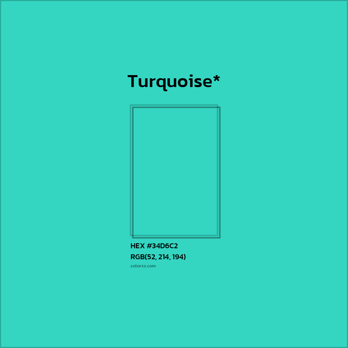 HEX #34D6C2 Color Name, Color Code, Palettes, Similar Paints, Images