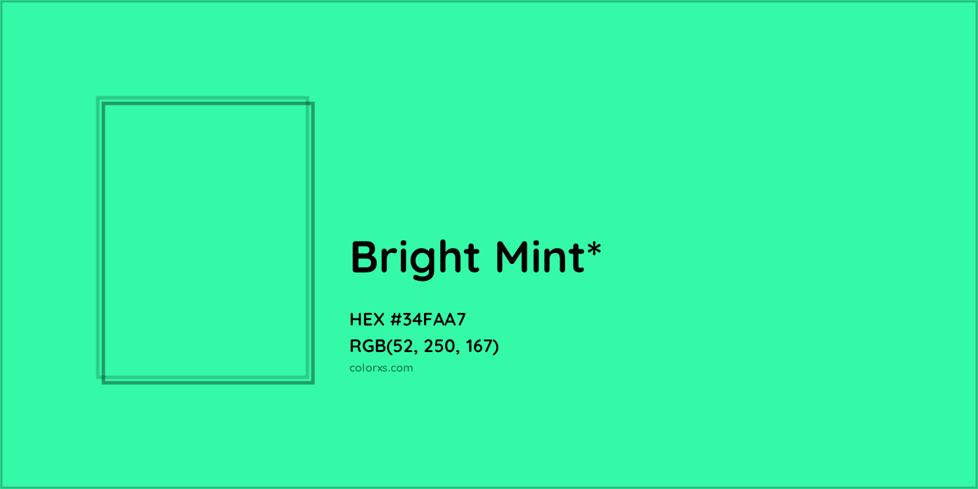 HEX #34FAA7 Color Name, Color Code, Palettes, Similar Paints, Images