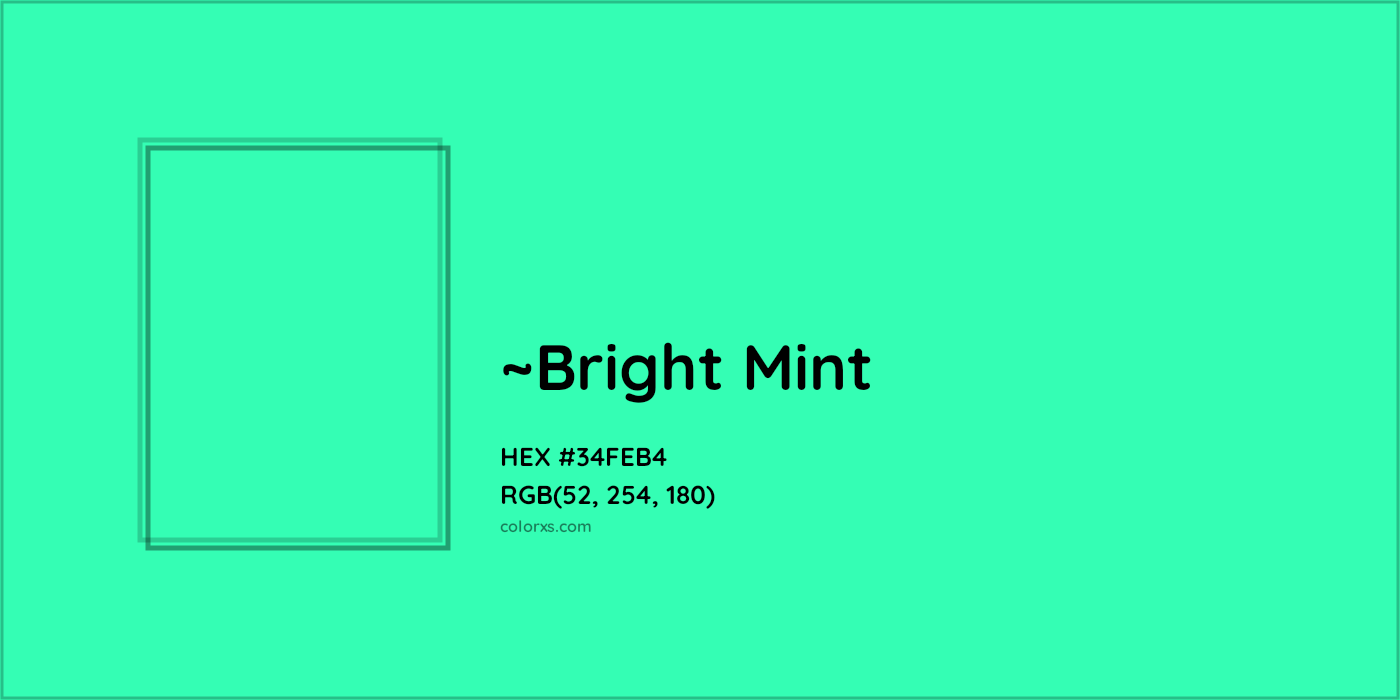 HEX #34FEB4 Color Name, Color Code, Palettes, Similar Paints, Images