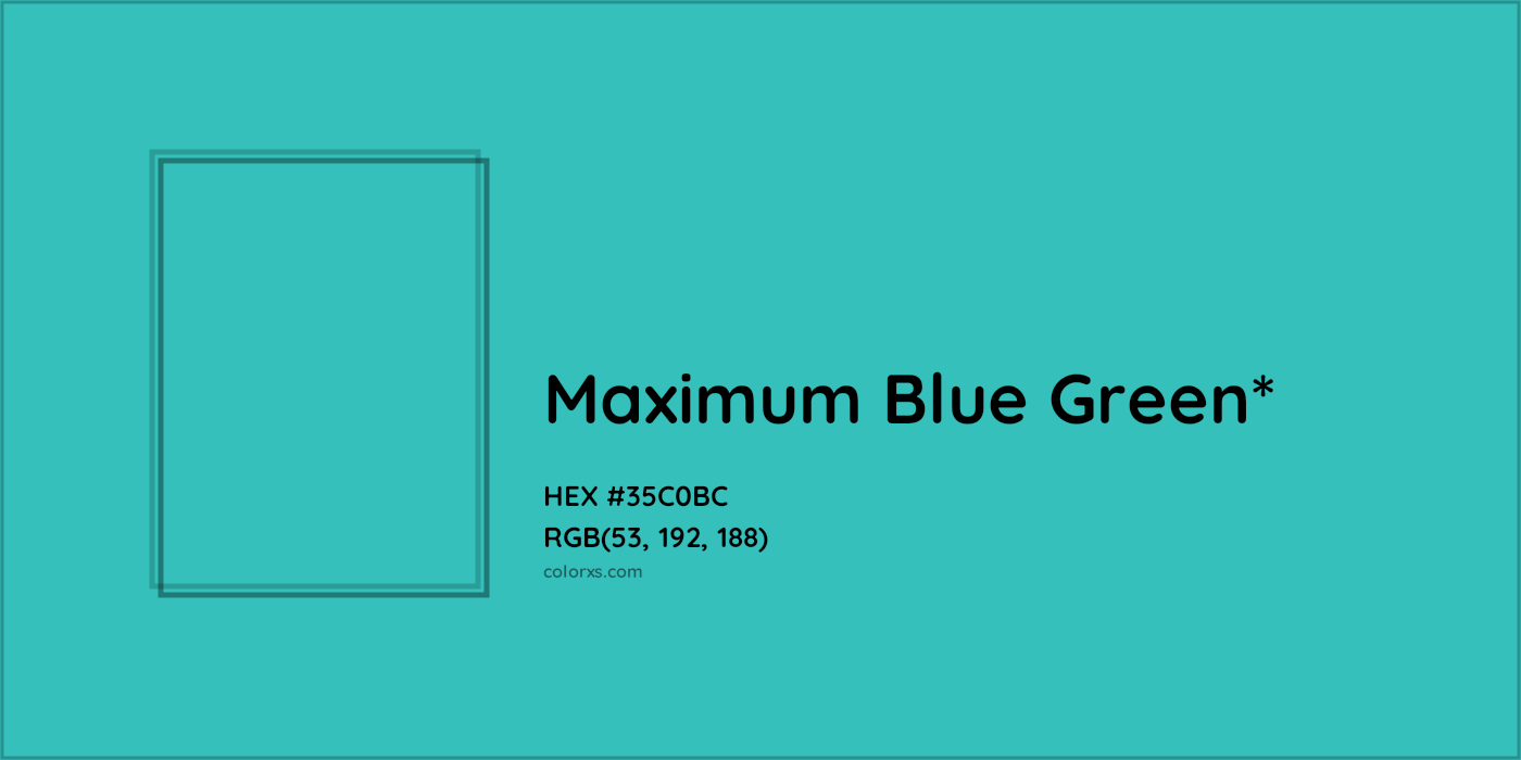 HEX #35C0BC Color Name, Color Code, Palettes, Similar Paints, Images