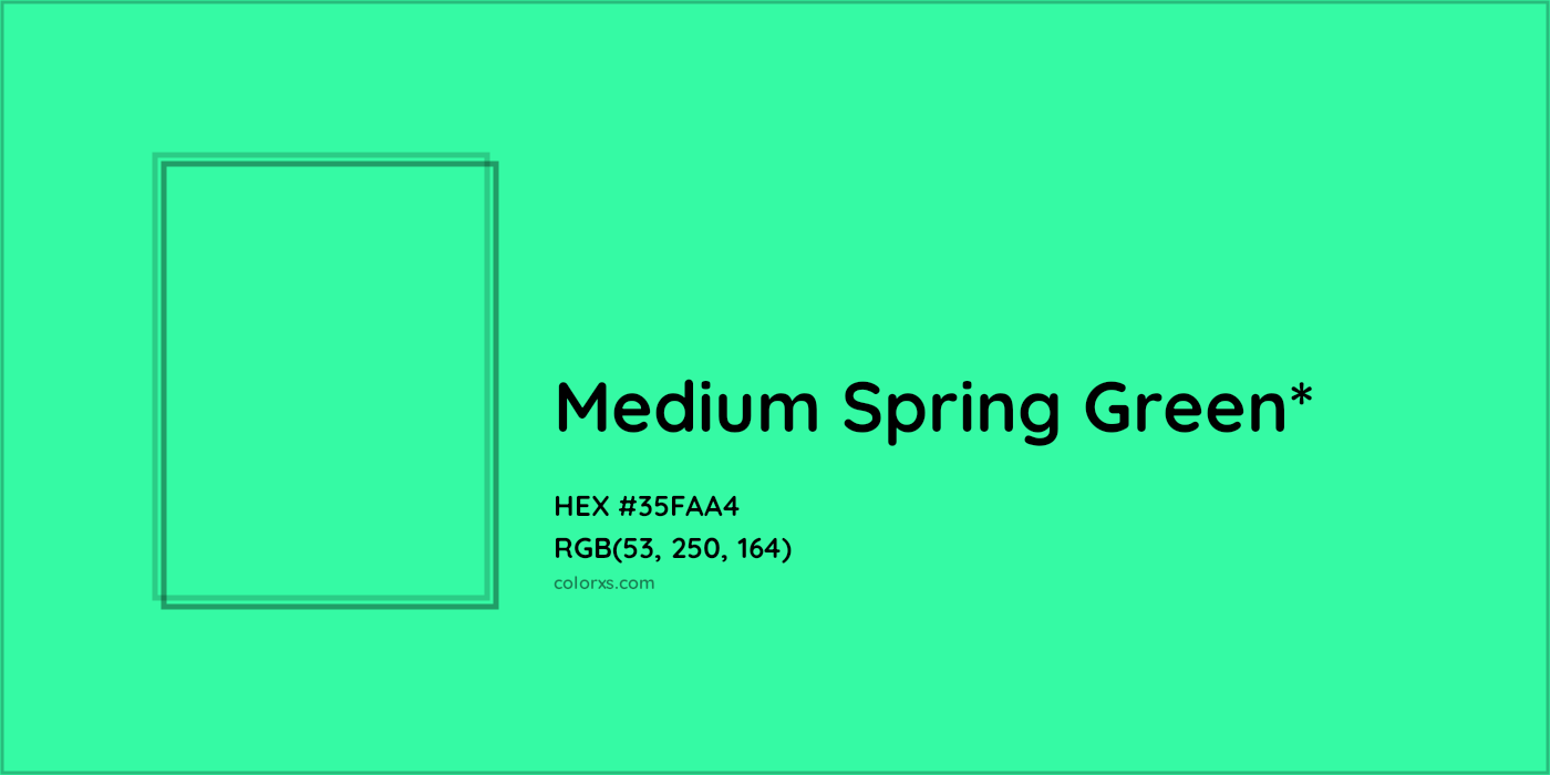 HEX #35FAA4 Color Name, Color Code, Palettes, Similar Paints, Images