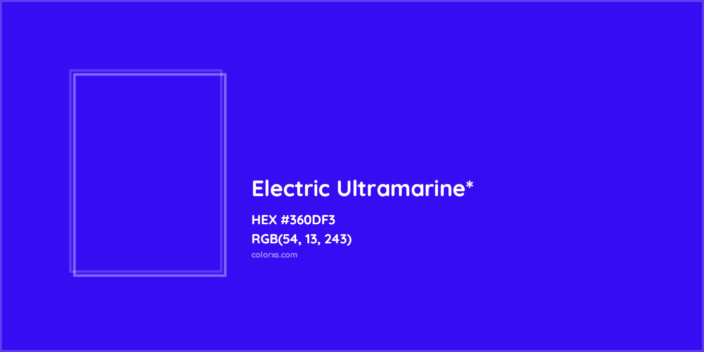 HEX #360DF3 Color Name, Color Code, Palettes, Similar Paints, Images