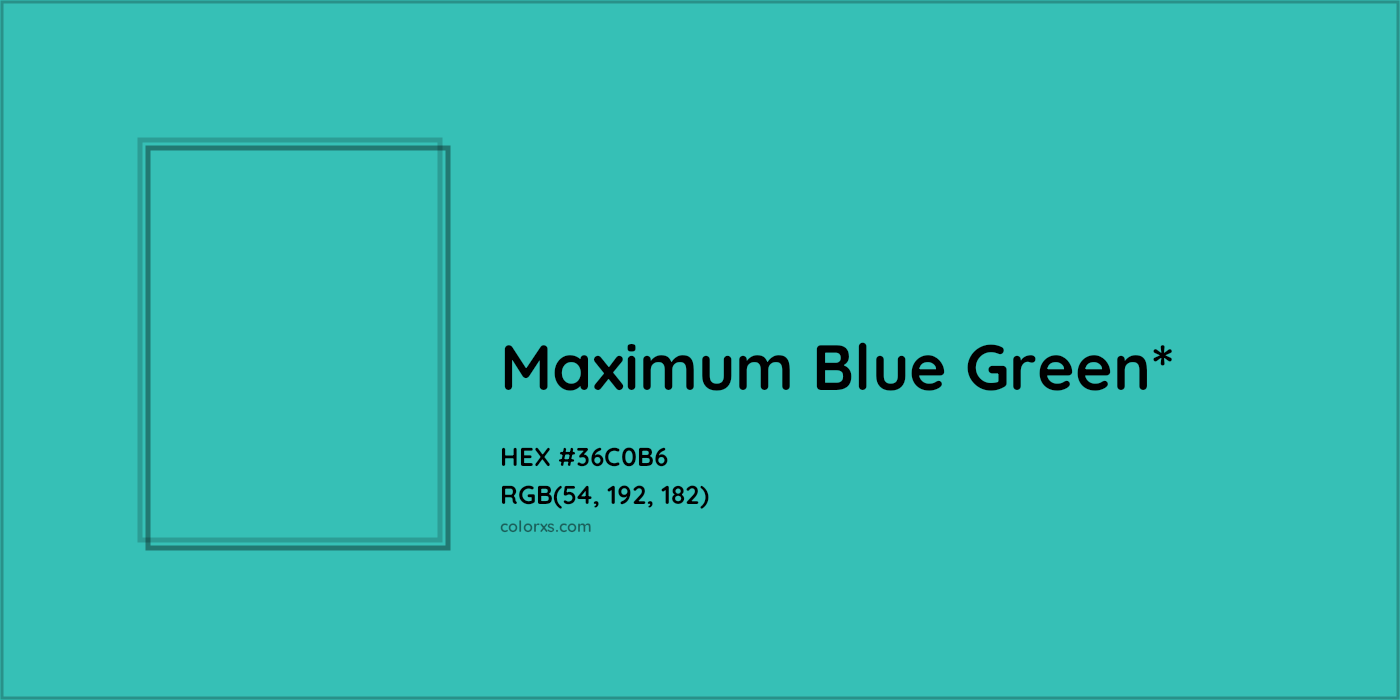 HEX #36C0B6 Color Name, Color Code, Palettes, Similar Paints, Images