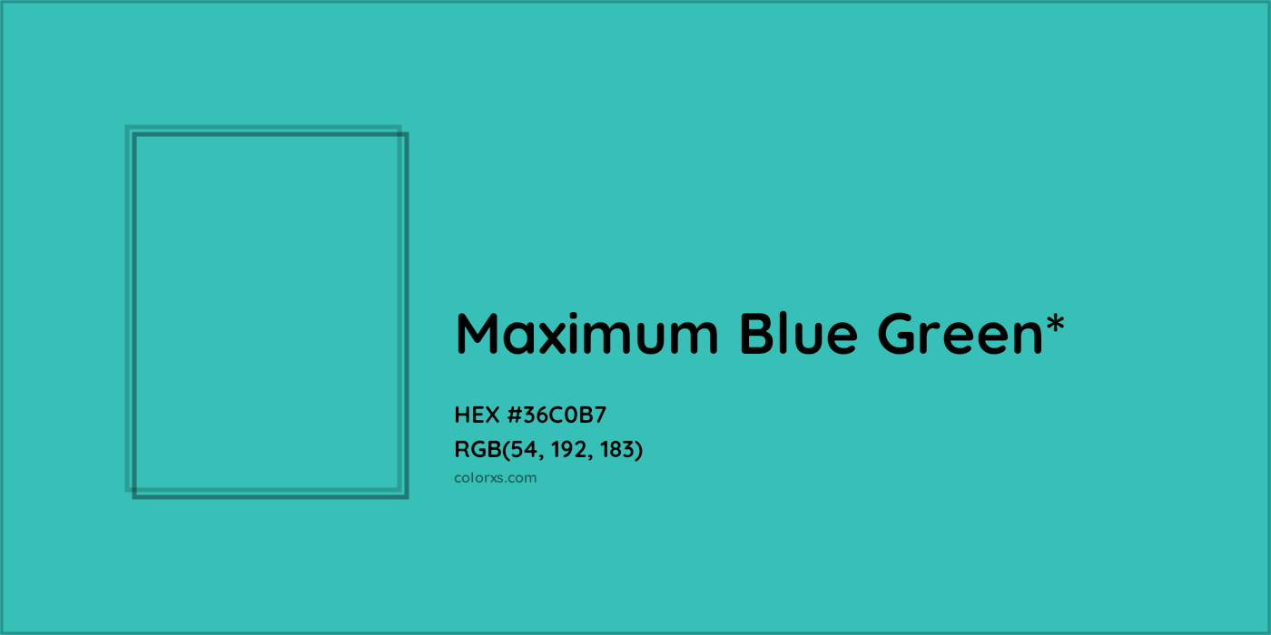HEX #36C0B7 Color Name, Color Code, Palettes, Similar Paints, Images