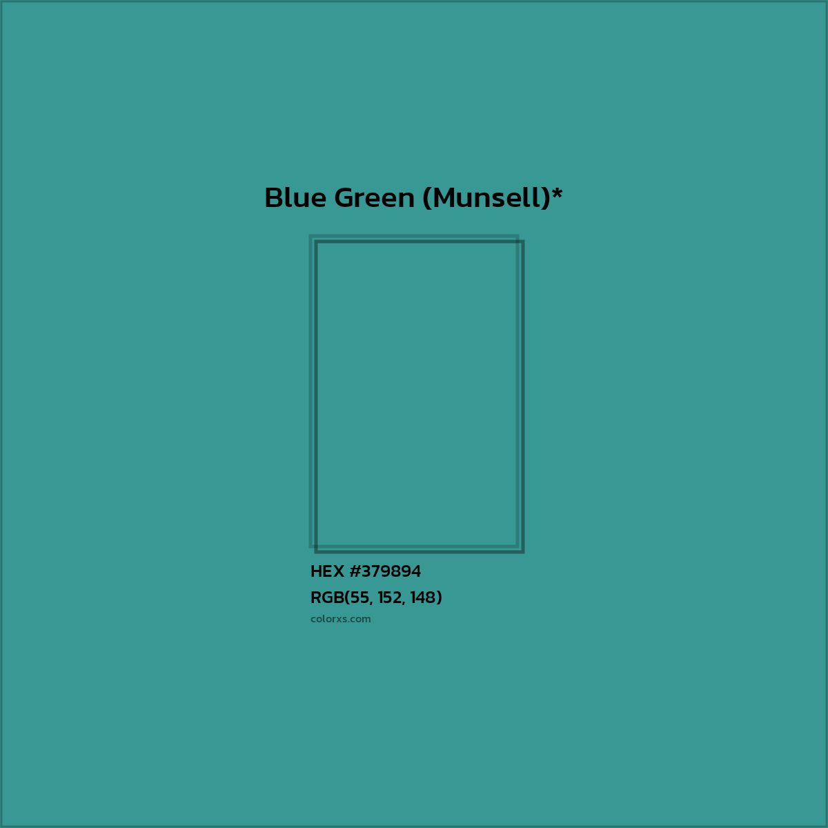 HEX #379894 Color Name, Color Code, Palettes, Similar Paints, Images