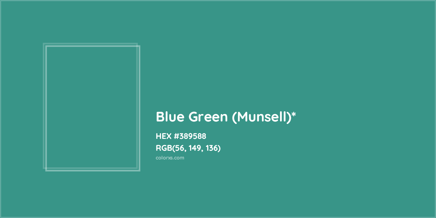 HEX #389588 Color Name, Color Code, Palettes, Similar Paints, Images