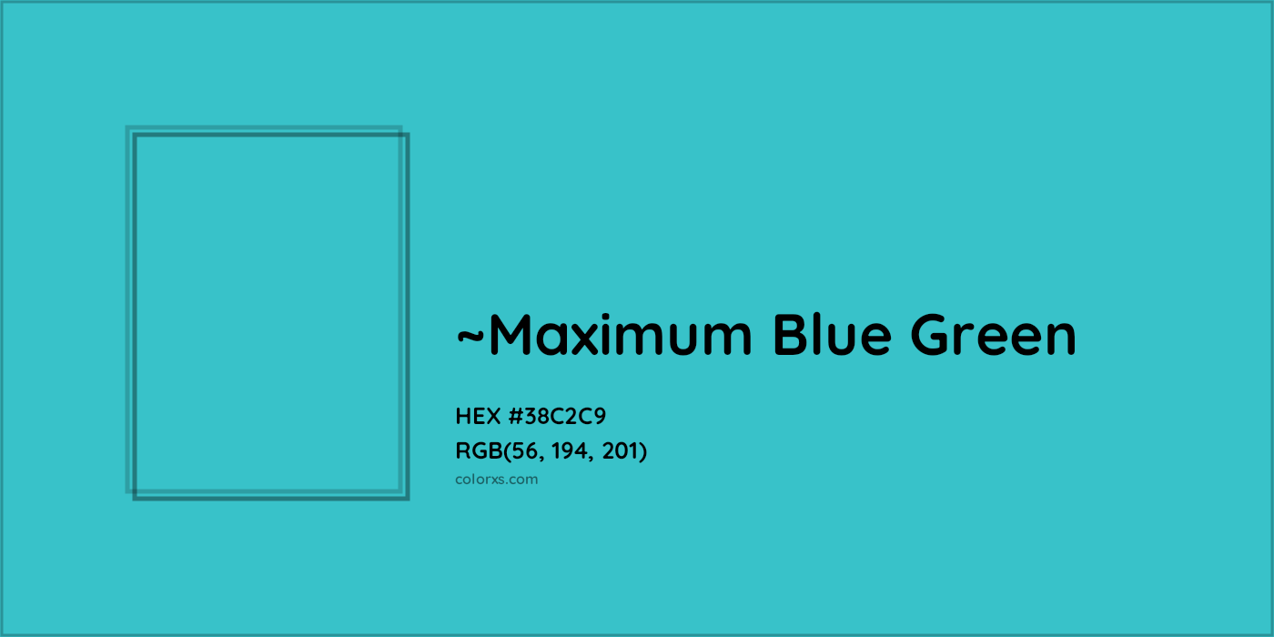 HEX #38C2C9 Color Name, Color Code, Palettes, Similar Paints, Images