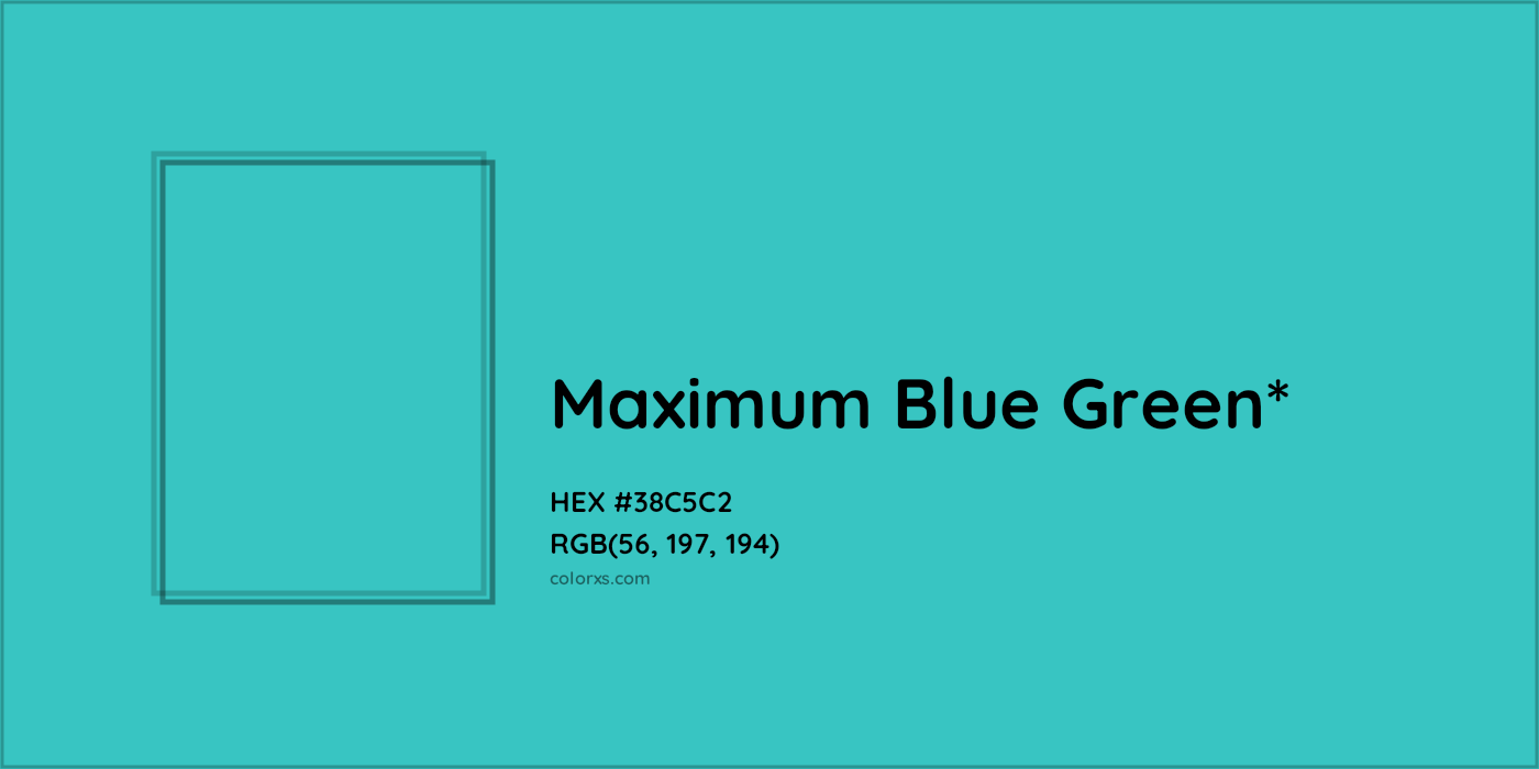 HEX #38C5C2 Color Name, Color Code, Palettes, Similar Paints, Images