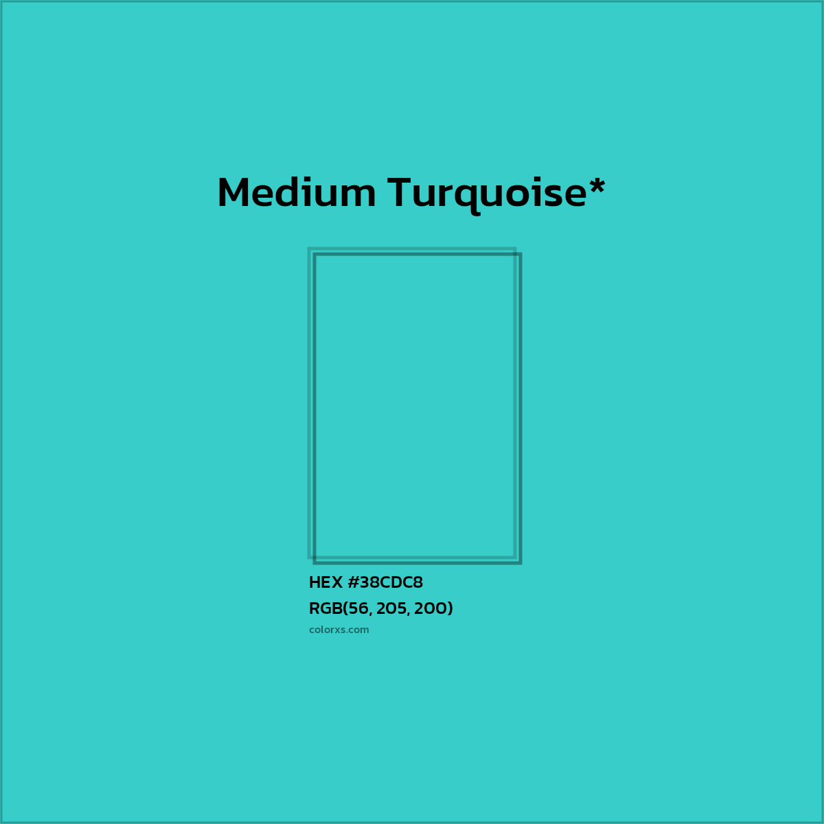 HEX #38CDC8 Color Name, Color Code, Palettes, Similar Paints, Images