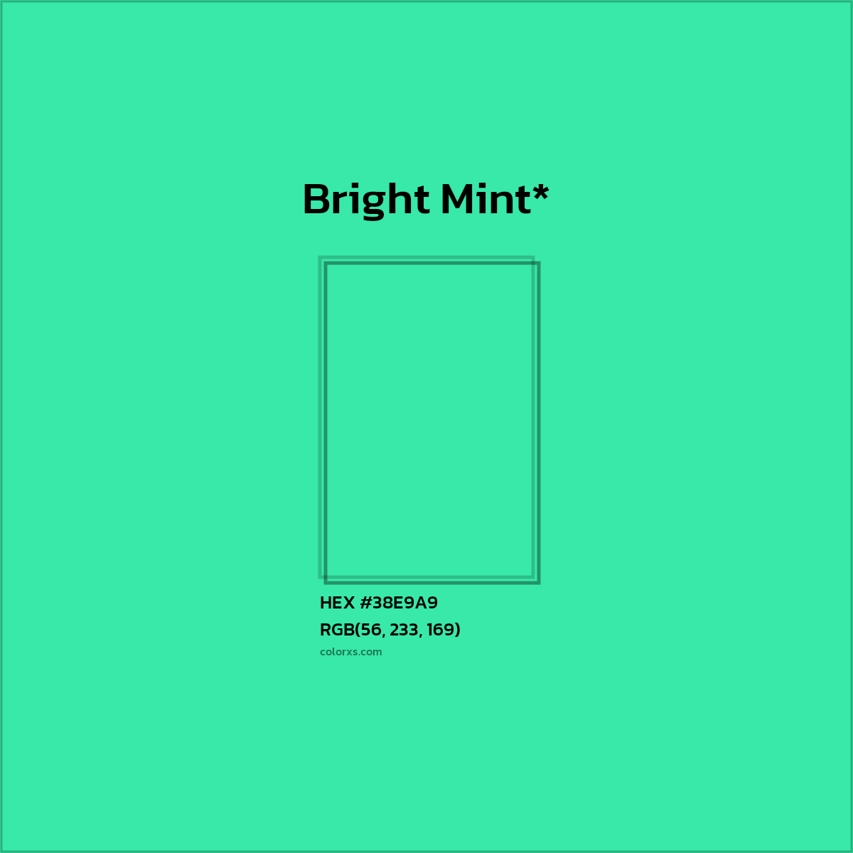 HEX #38E9A9 Color Name, Color Code, Palettes, Similar Paints, Images