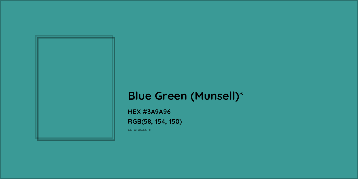 HEX #3A9A96 Color Name, Color Code, Palettes, Similar Paints, Images
