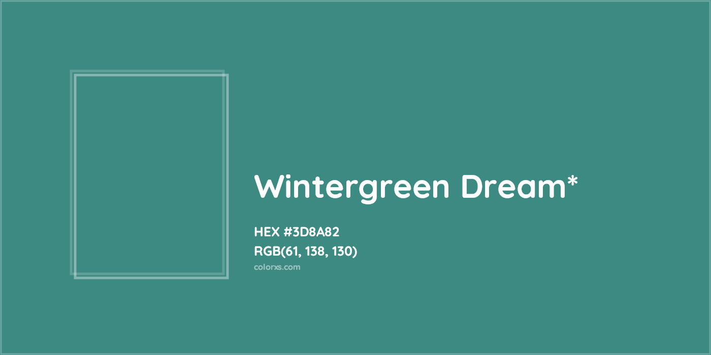 HEX #3D8A82 Color Name, Color Code, Palettes, Similar Paints, Images