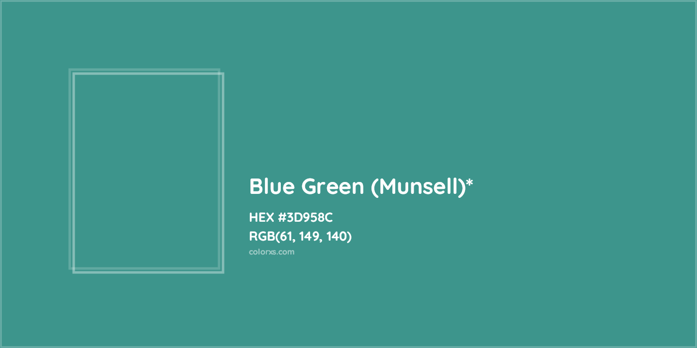 HEX #3D958C Color Name, Color Code, Palettes, Similar Paints, Images