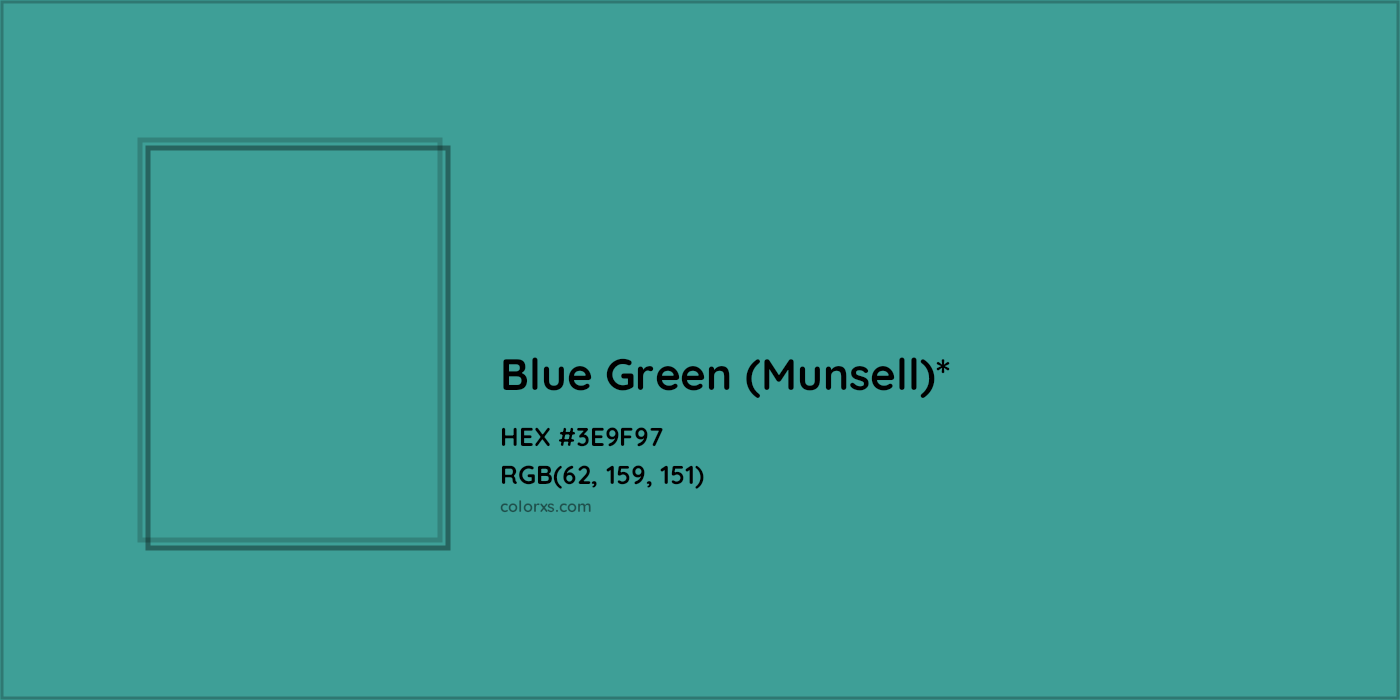 HEX #3E9F97 Color Name, Color Code, Palettes, Similar Paints, Images
