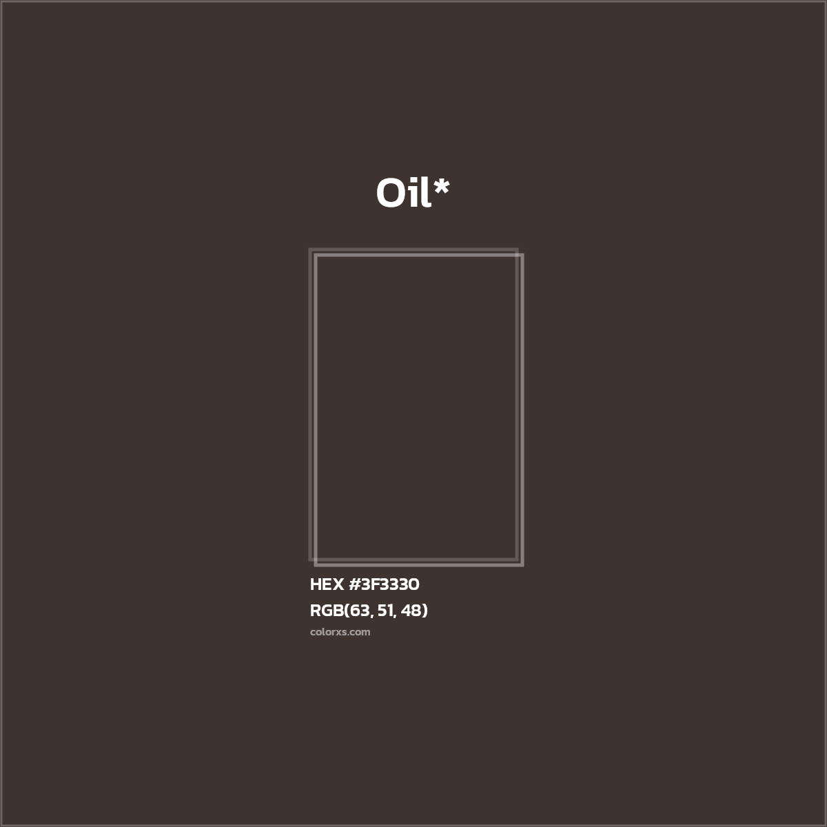 HEX #3F3330 Color Name, Color Code, Palettes, Similar Paints, Images