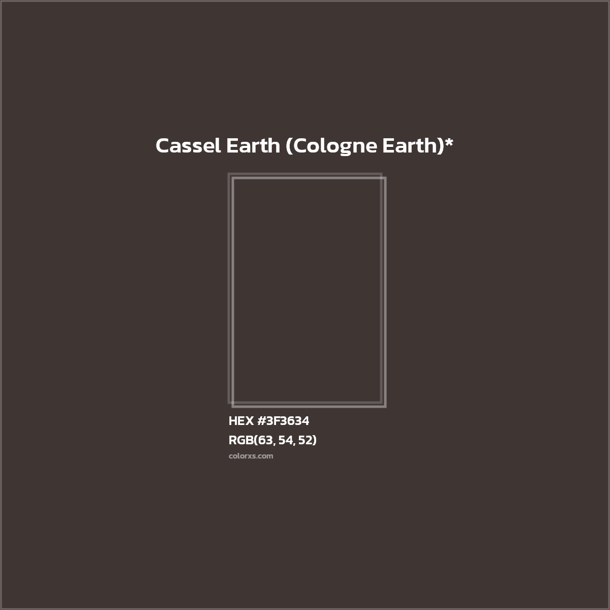 HEX #3F3634 Color Name, Color Code, Palettes, Similar Paints, Images