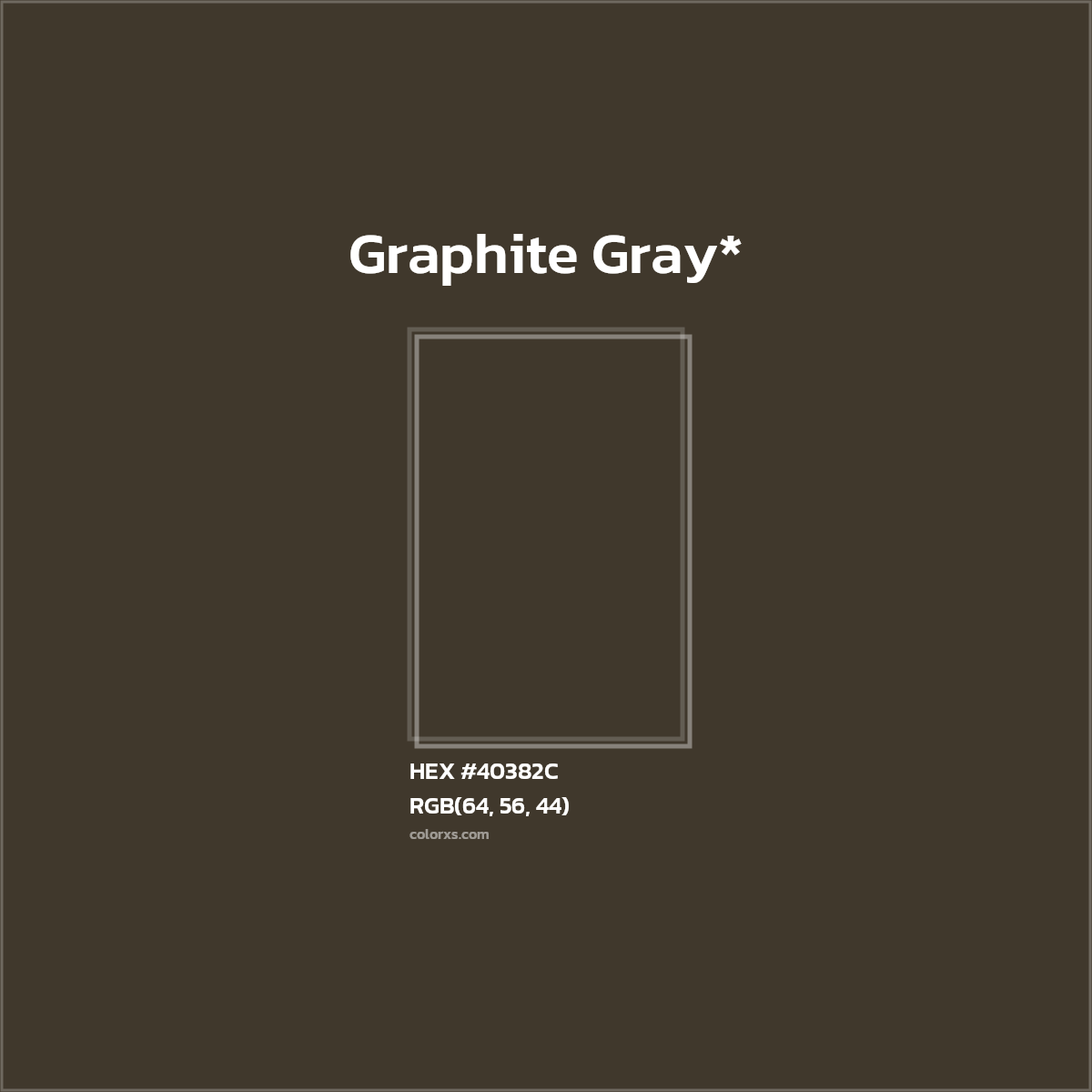 #40382C hex color. RGB, RYB, CMYK, HSL, HSV codes and color conversions. Matching color names, palettes, paints.