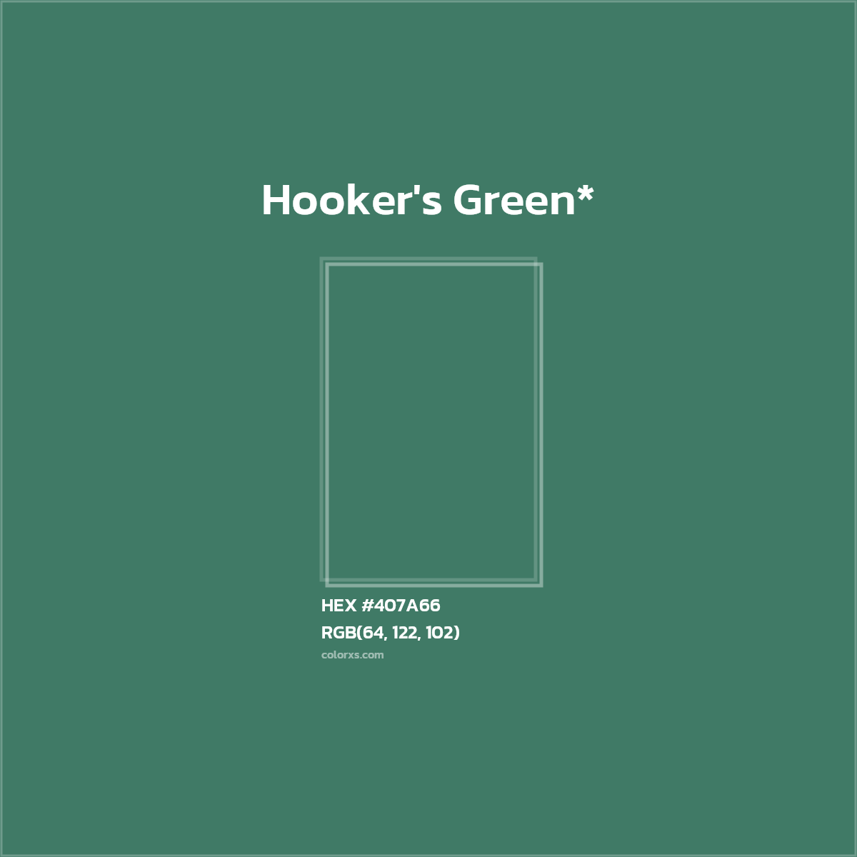 #407A66 hex color. RGB, RYB, CMYK, HSL, HSV codes and color conversions. Matching color names, palettes, paints.
