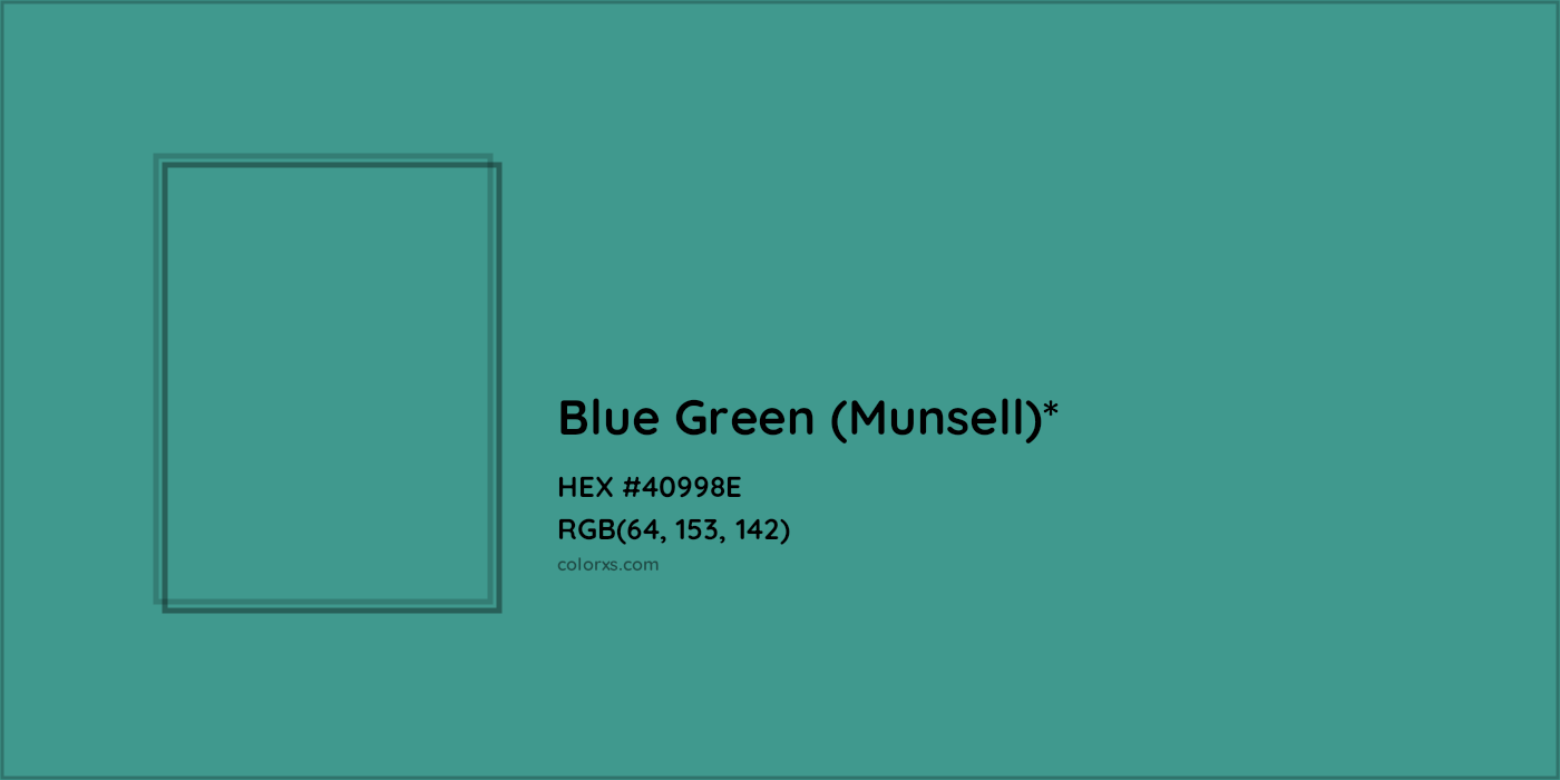 HEX #40998E Color Name, Color Code, Palettes, Similar Paints, Images