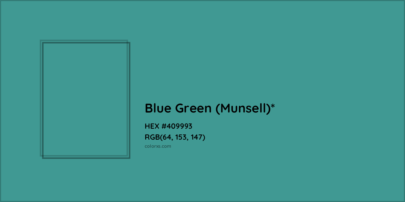 HEX #409993 Color Name, Color Code, Palettes, Similar Paints, Images