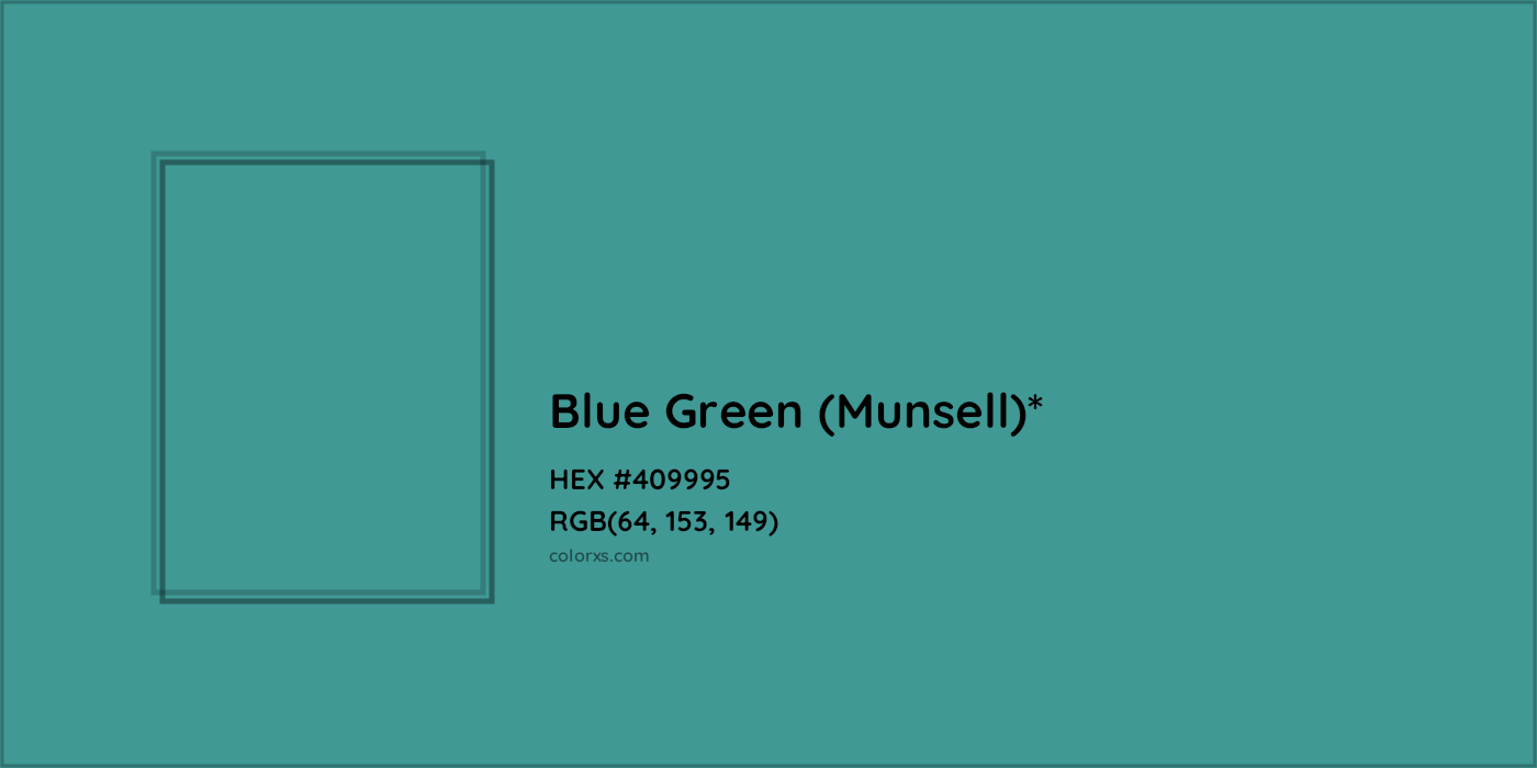 HEX #409995 Color Name, Color Code, Palettes, Similar Paints, Images