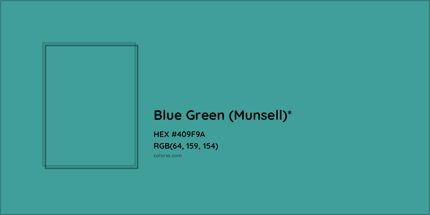 HEX #409F9A Color Name, Color Code, Palettes, Similar Paints, Images