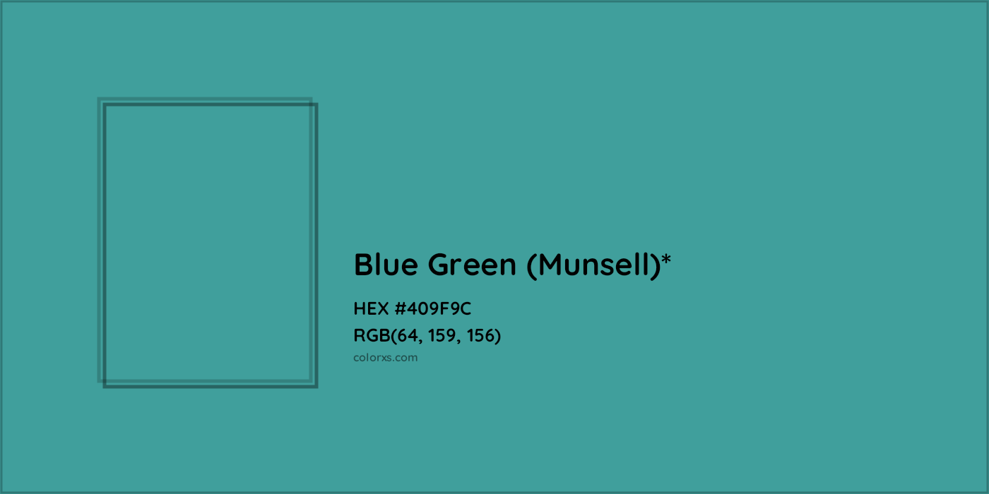 HEX #409F9C Color Name, Color Code, Palettes, Similar Paints, Images