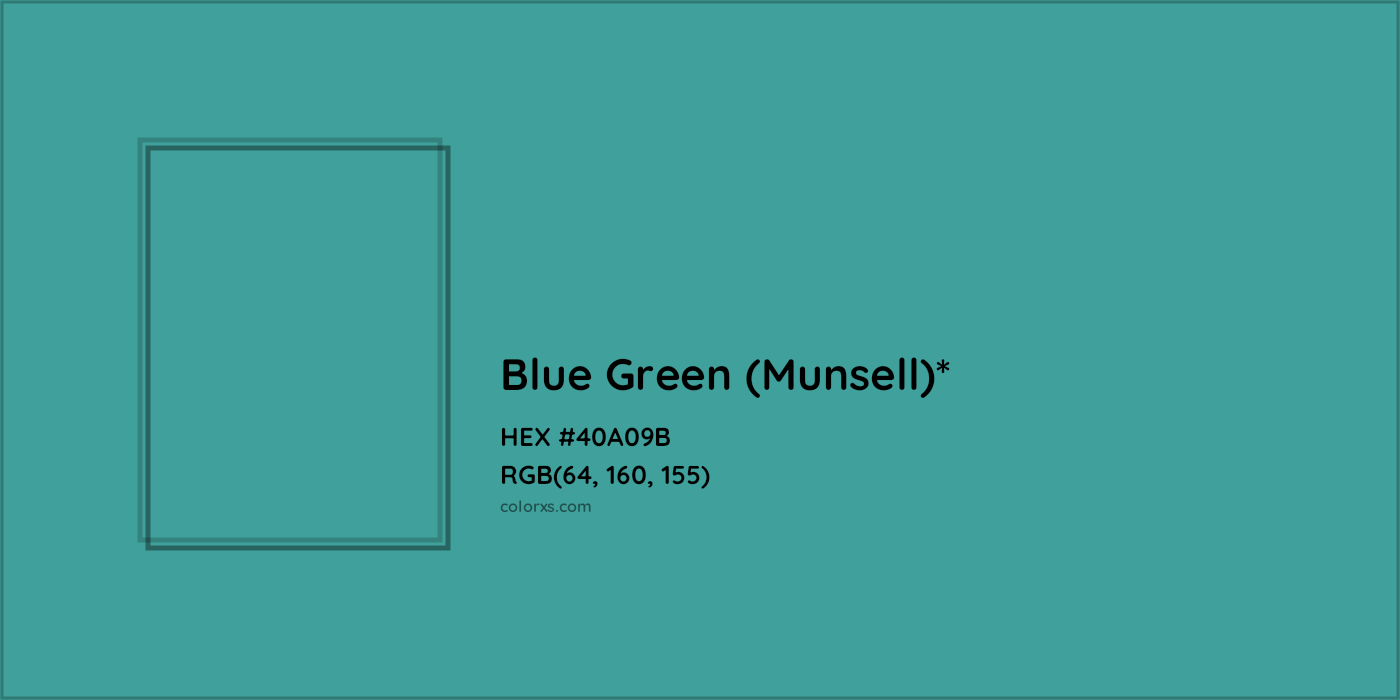 HEX #40A09B Color Name, Color Code, Palettes, Similar Paints, Images