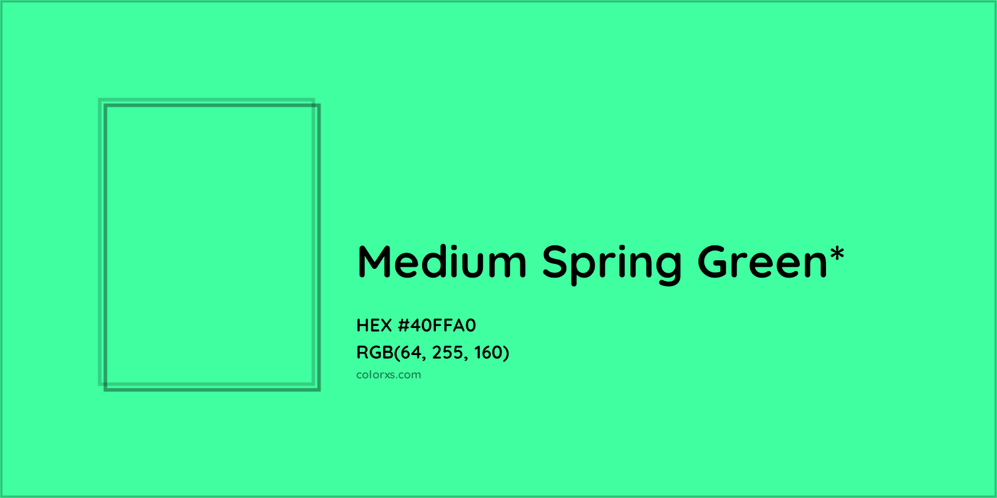 HEX #40FFA0 Color Name, Color Code, Palettes, Similar Paints, Images