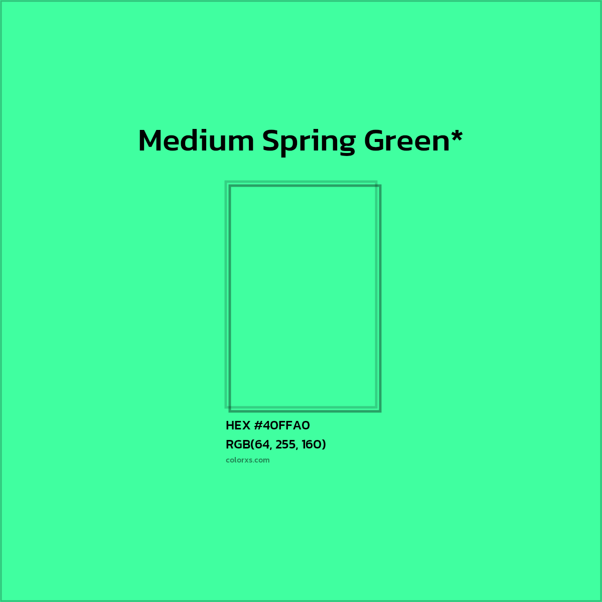 HEX #40FFA0 Color Name, Color Code, Palettes, Similar Paints, Images