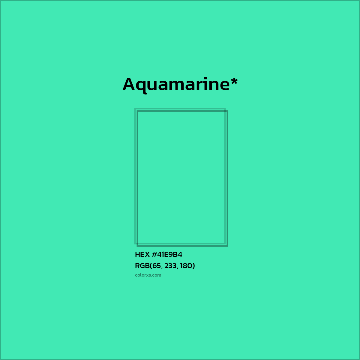 HEX #41E9B4 Color Name, Color Code, Palettes, Similar Paints, Images
