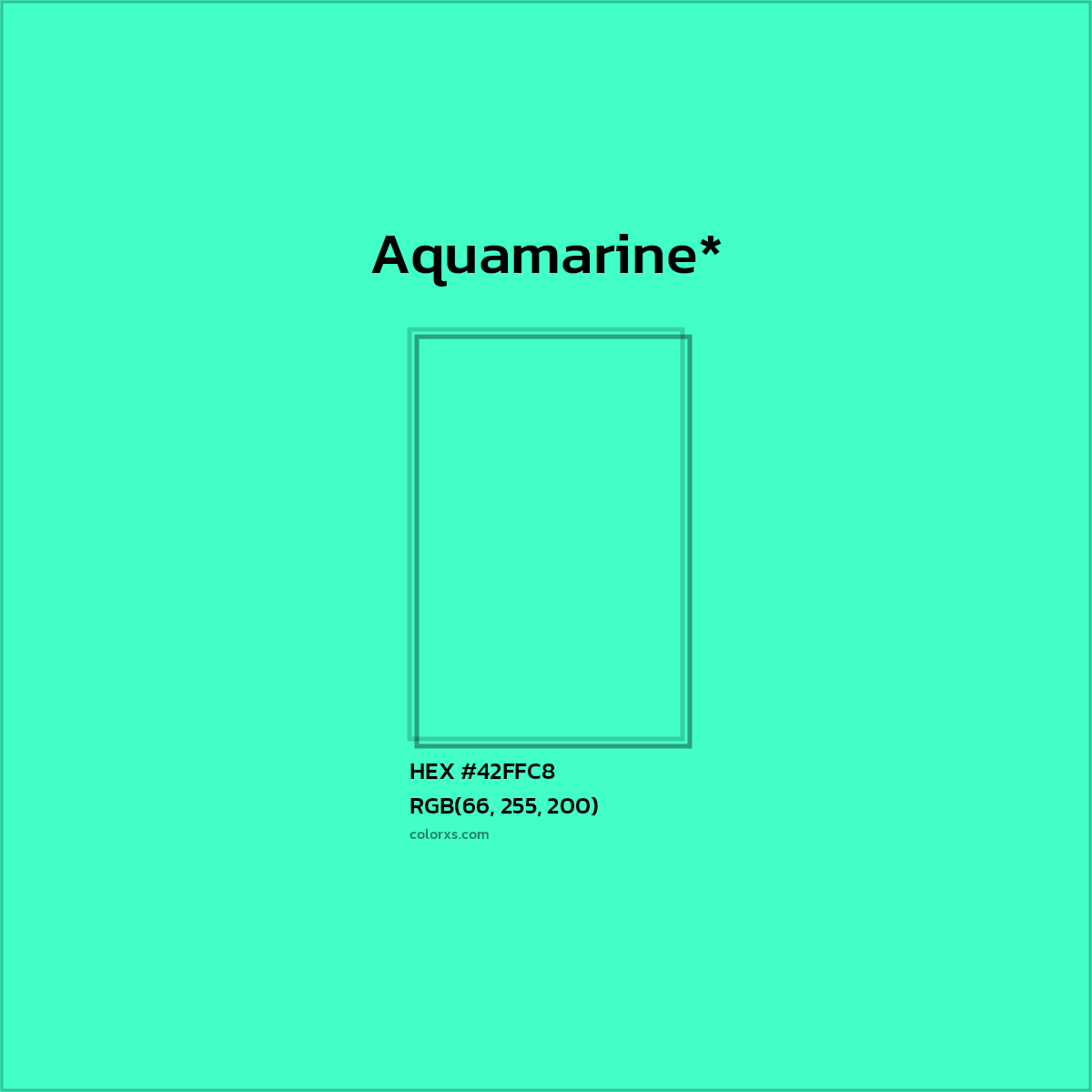 HEX #42FFC8 Color Name, Color Code, Palettes, Similar Paints, Images
