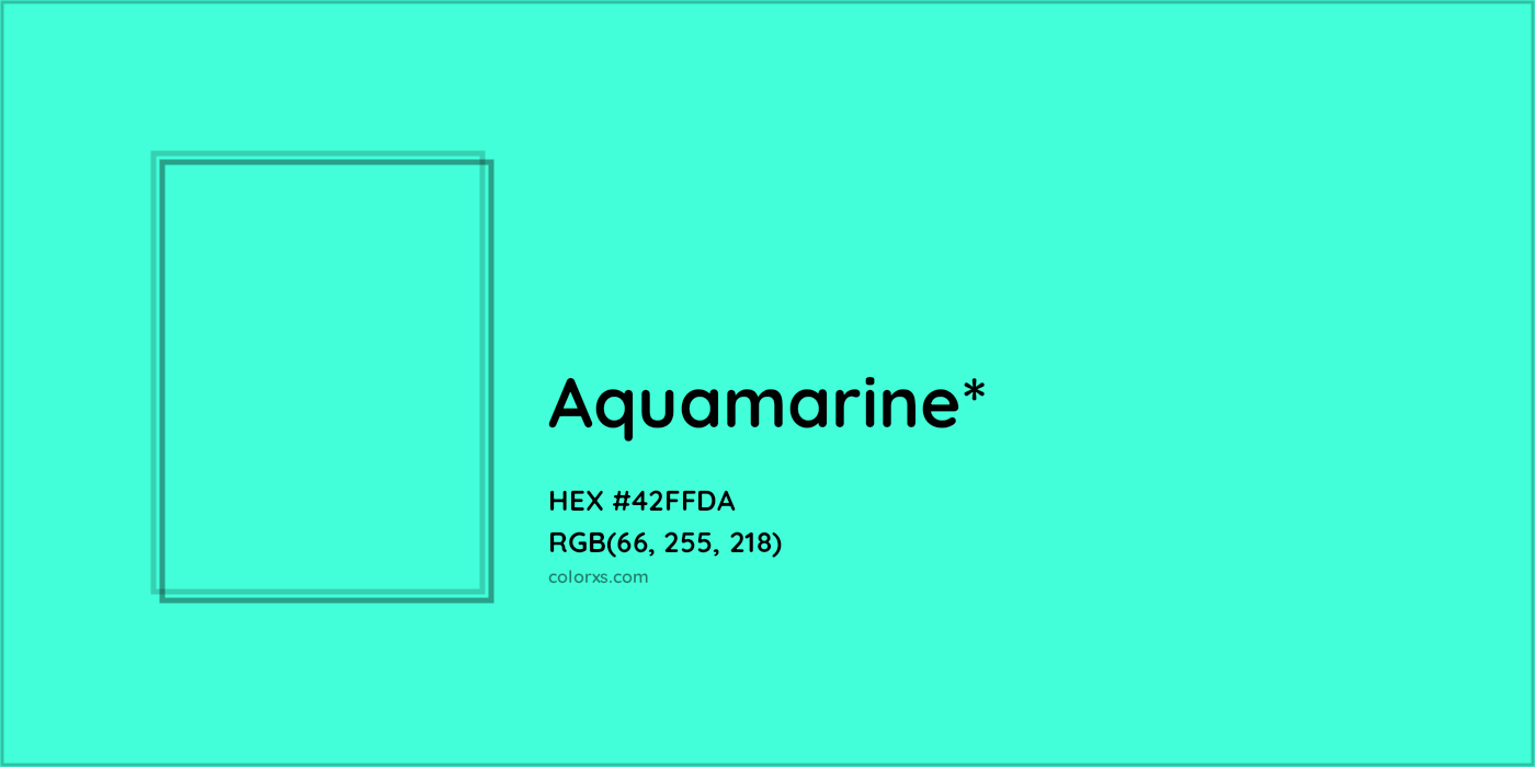 HEX #42FFDA Color Name, Color Code, Palettes, Similar Paints, Images