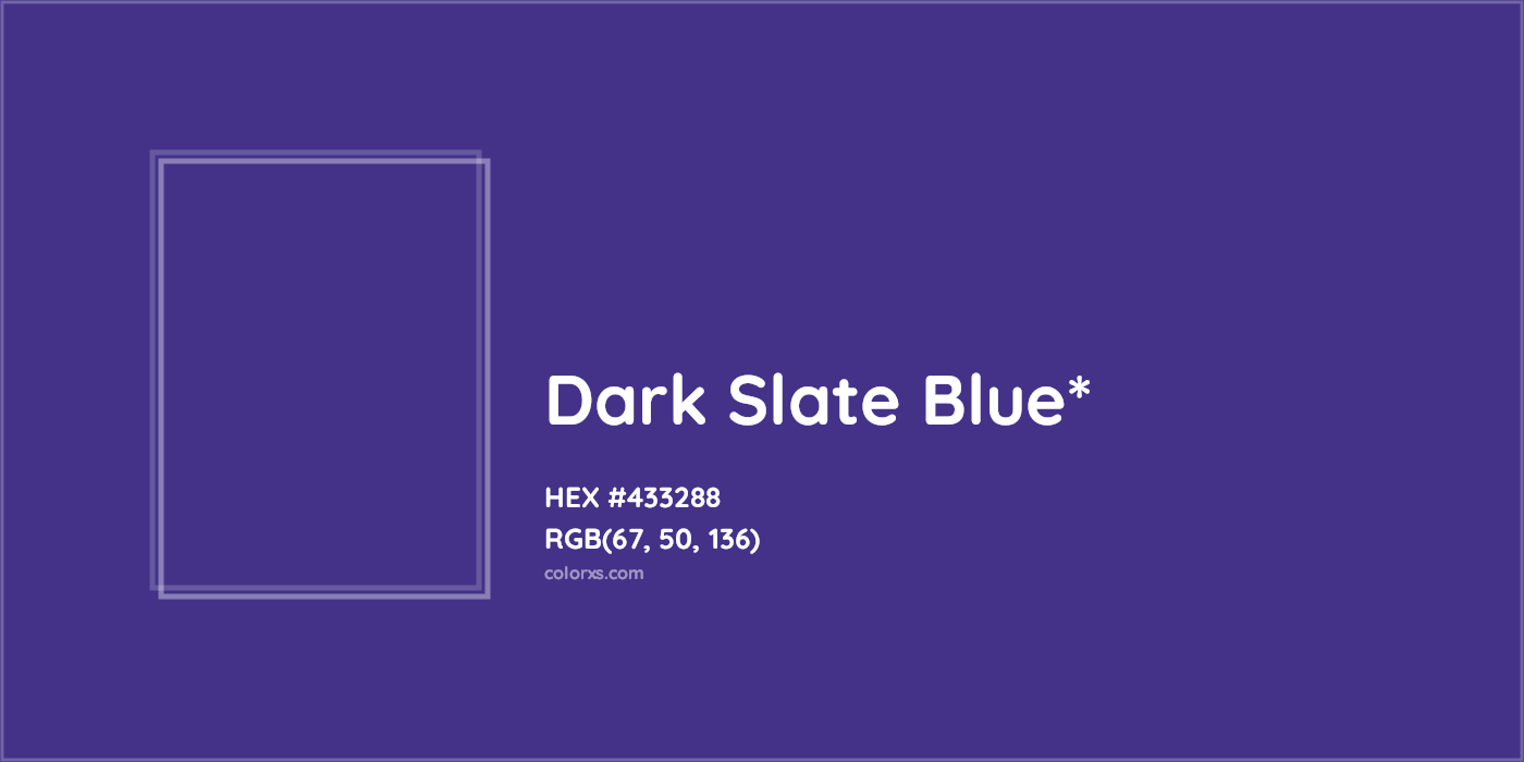 HEX #433288 Color Name, Color Code, Palettes, Similar Paints, Images