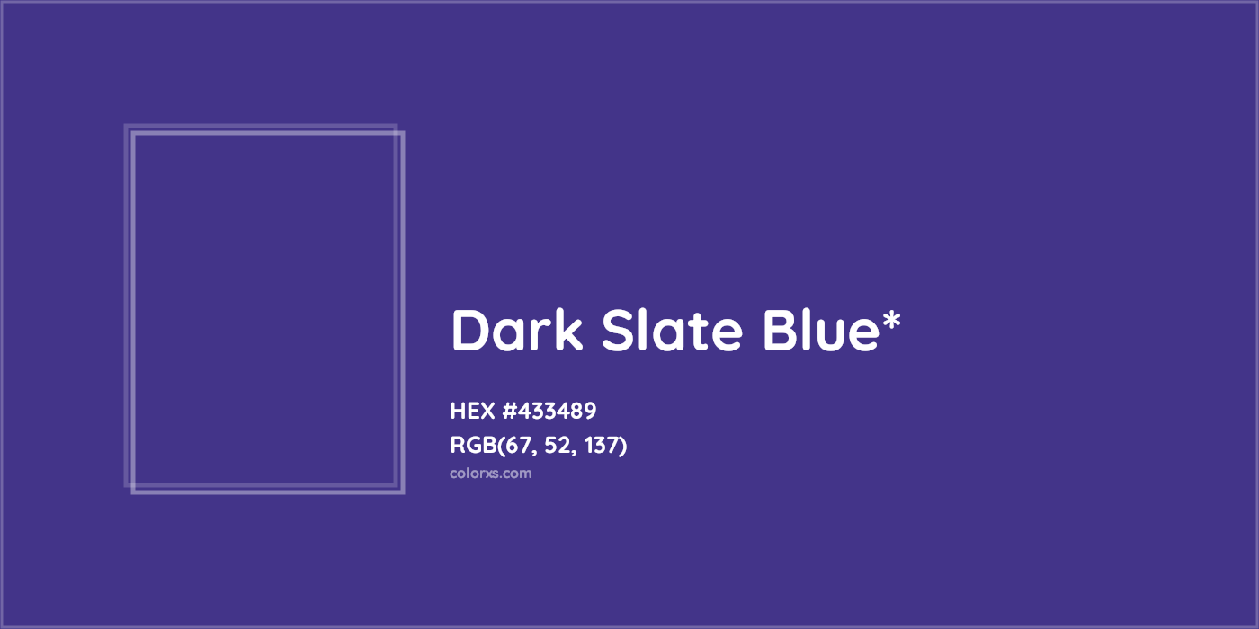 HEX #433489 Color Name, Color Code, Palettes, Similar Paints, Images