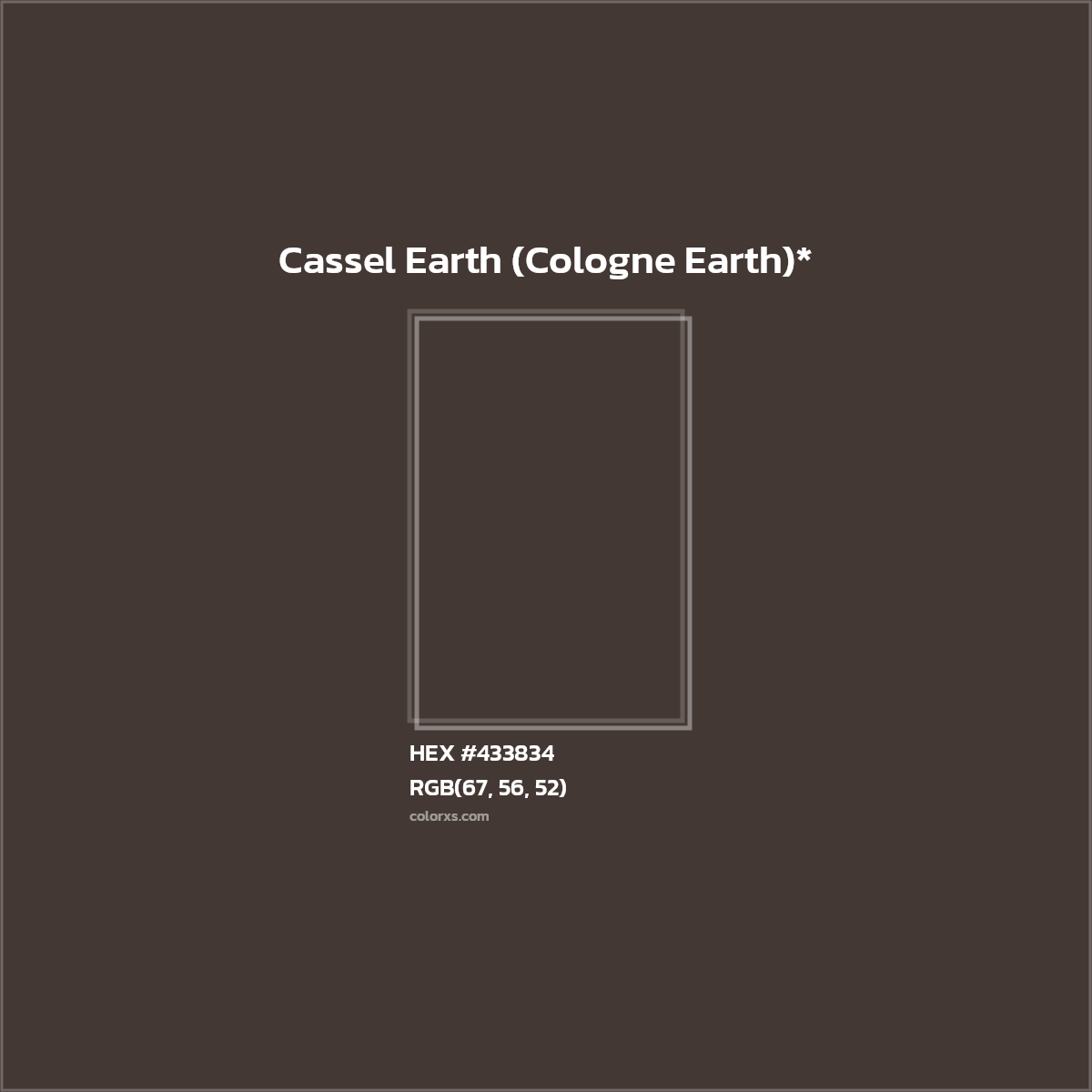 HEX #433834 Color Name, Color Code, Palettes, Similar Paints, Images