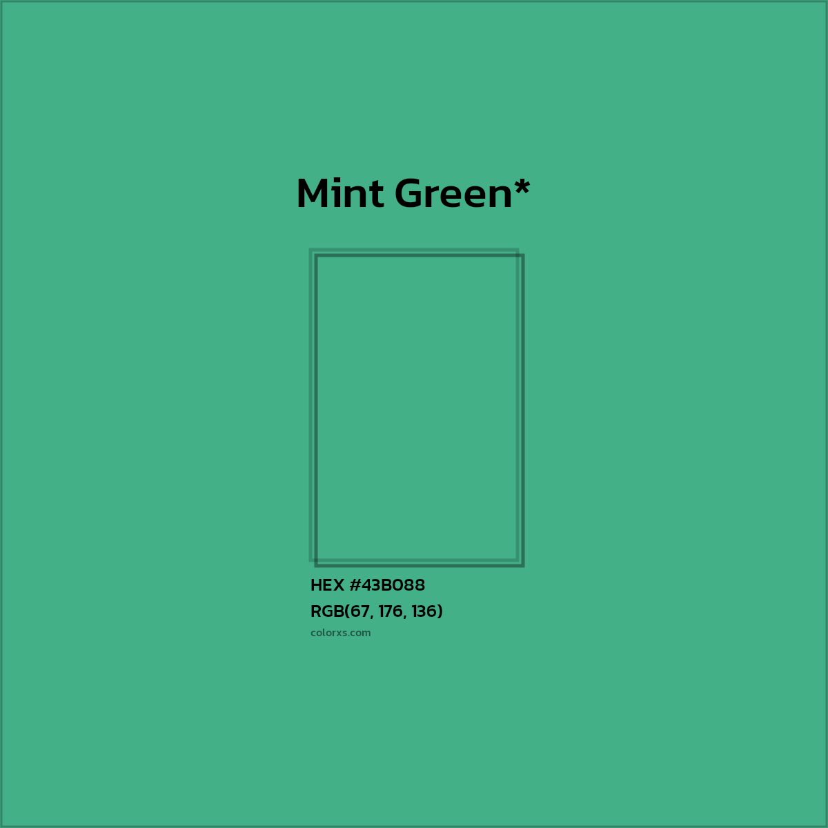 HEX #43B088 Color Name, Color Code, Palettes, Similar Paints, Images