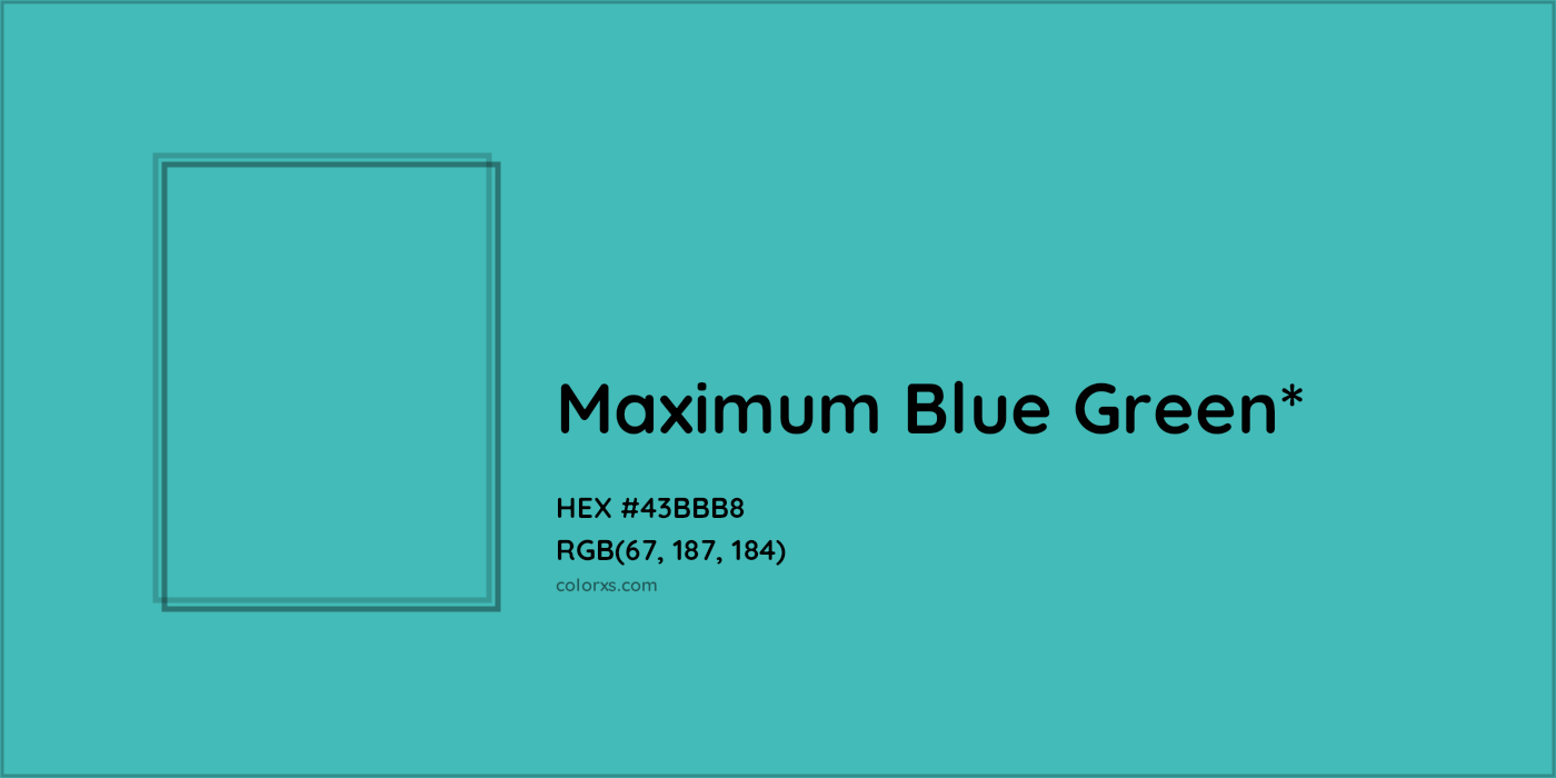 HEX #43BBB8 Color Name, Color Code, Palettes, Similar Paints, Images