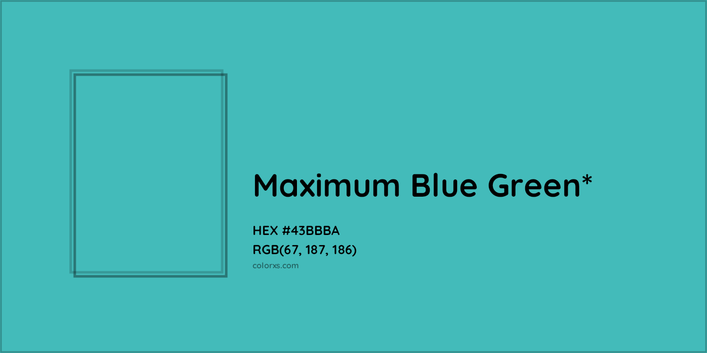 HEX #43BBBA Color Name, Color Code, Palettes, Similar Paints, Images