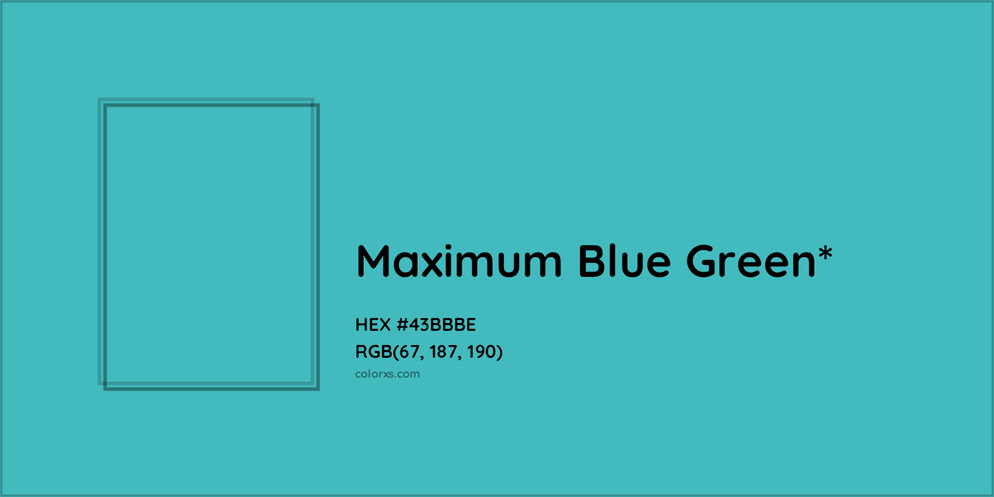 HEX #43BBBE Color Name, Color Code, Palettes, Similar Paints, Images