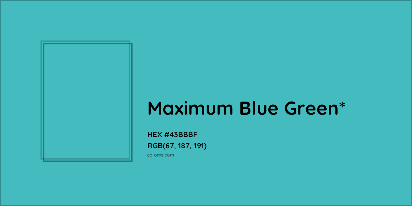 HEX #43BBBF Color Name, Color Code, Palettes, Similar Paints, Images