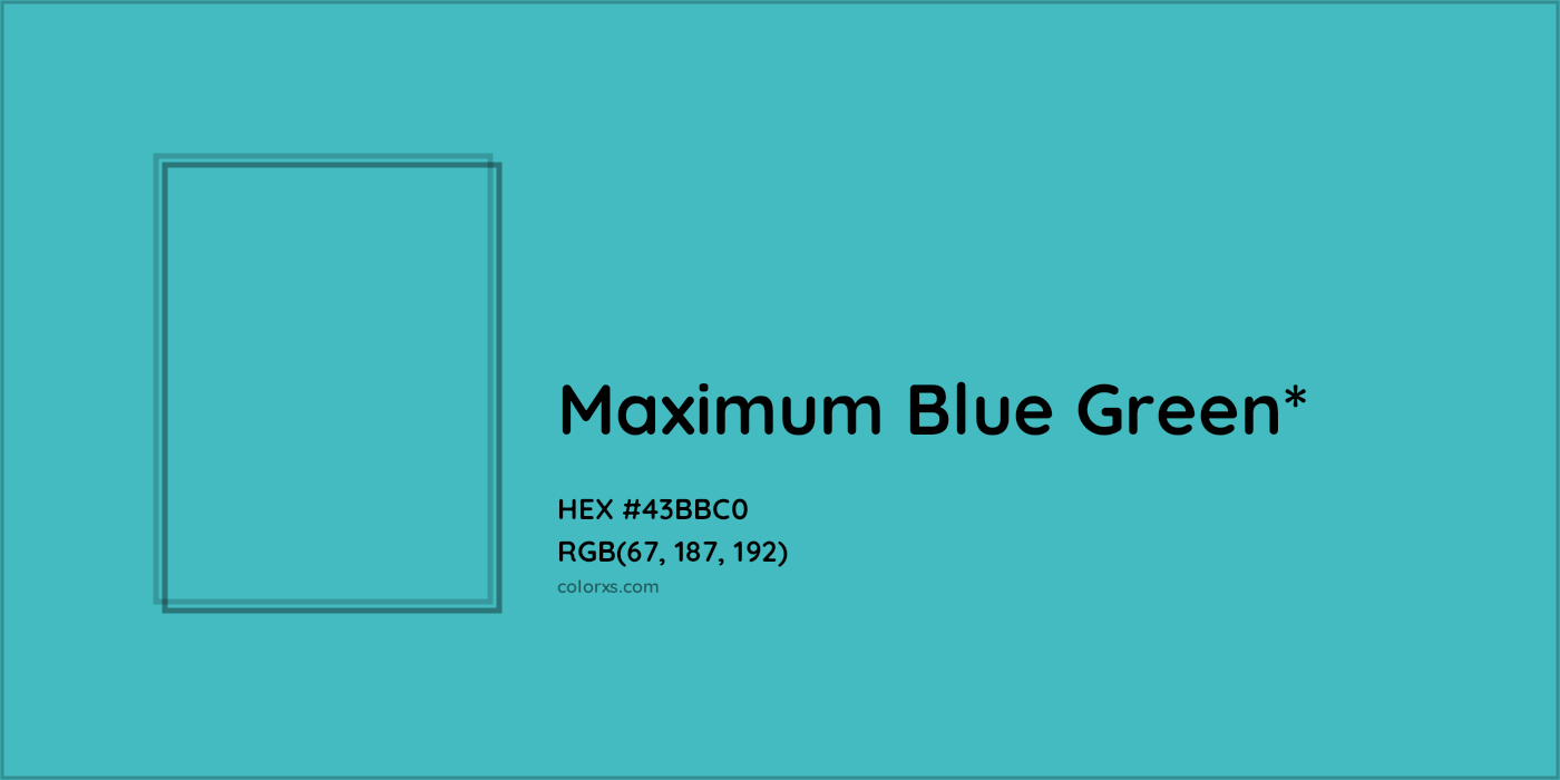 HEX #43BBC0 Color Name, Color Code, Palettes, Similar Paints, Images