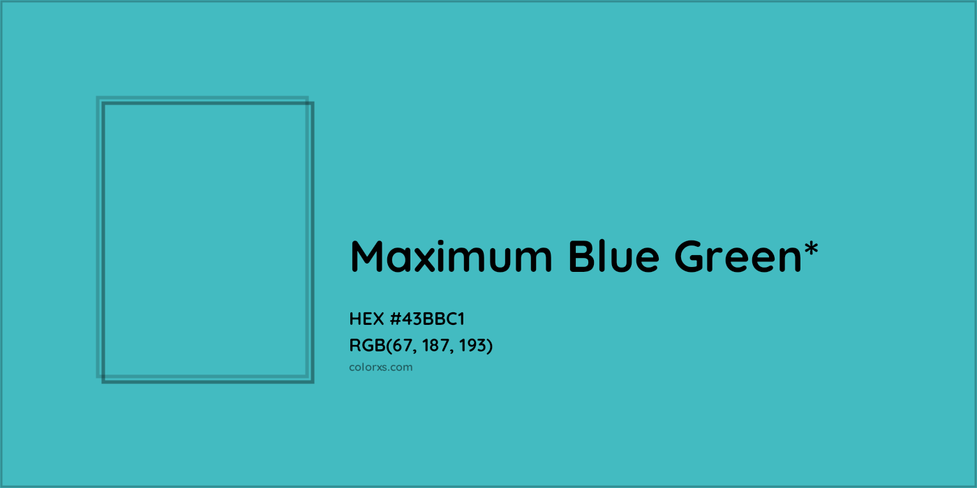 HEX #43BBC1 Color Name, Color Code, Palettes, Similar Paints, Images