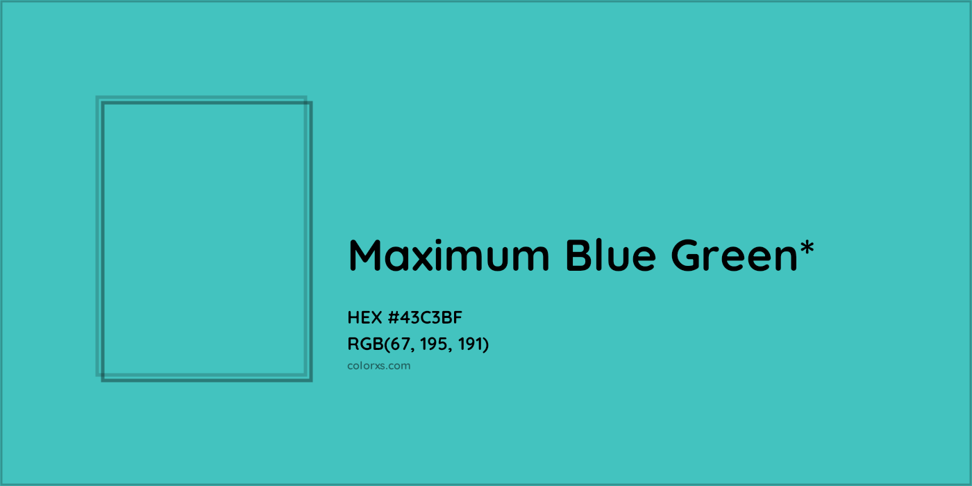 HEX #43C3BF Color Name, Color Code, Palettes, Similar Paints, Images