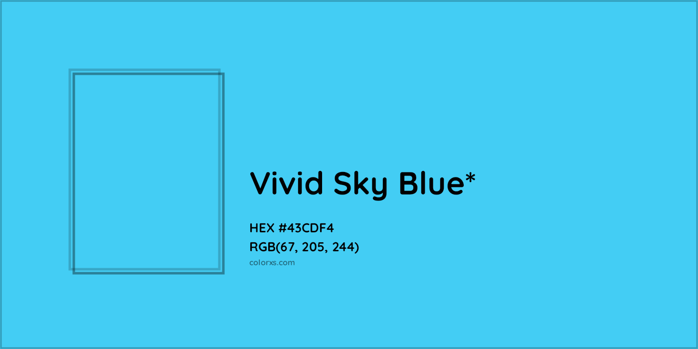 HEX #43CDF4 Color Name, Color Code, Palettes, Similar Paints, Images