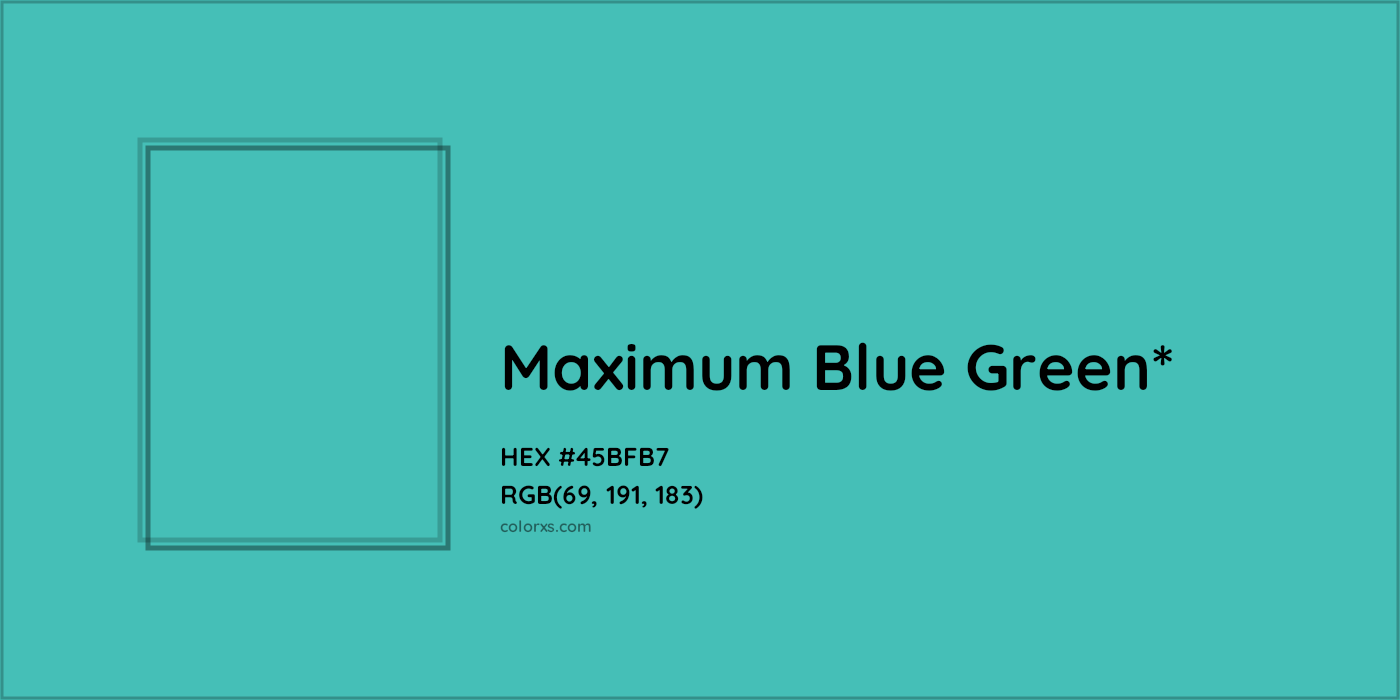 HEX #45BFB7 Color Name, Color Code, Palettes, Similar Paints, Images