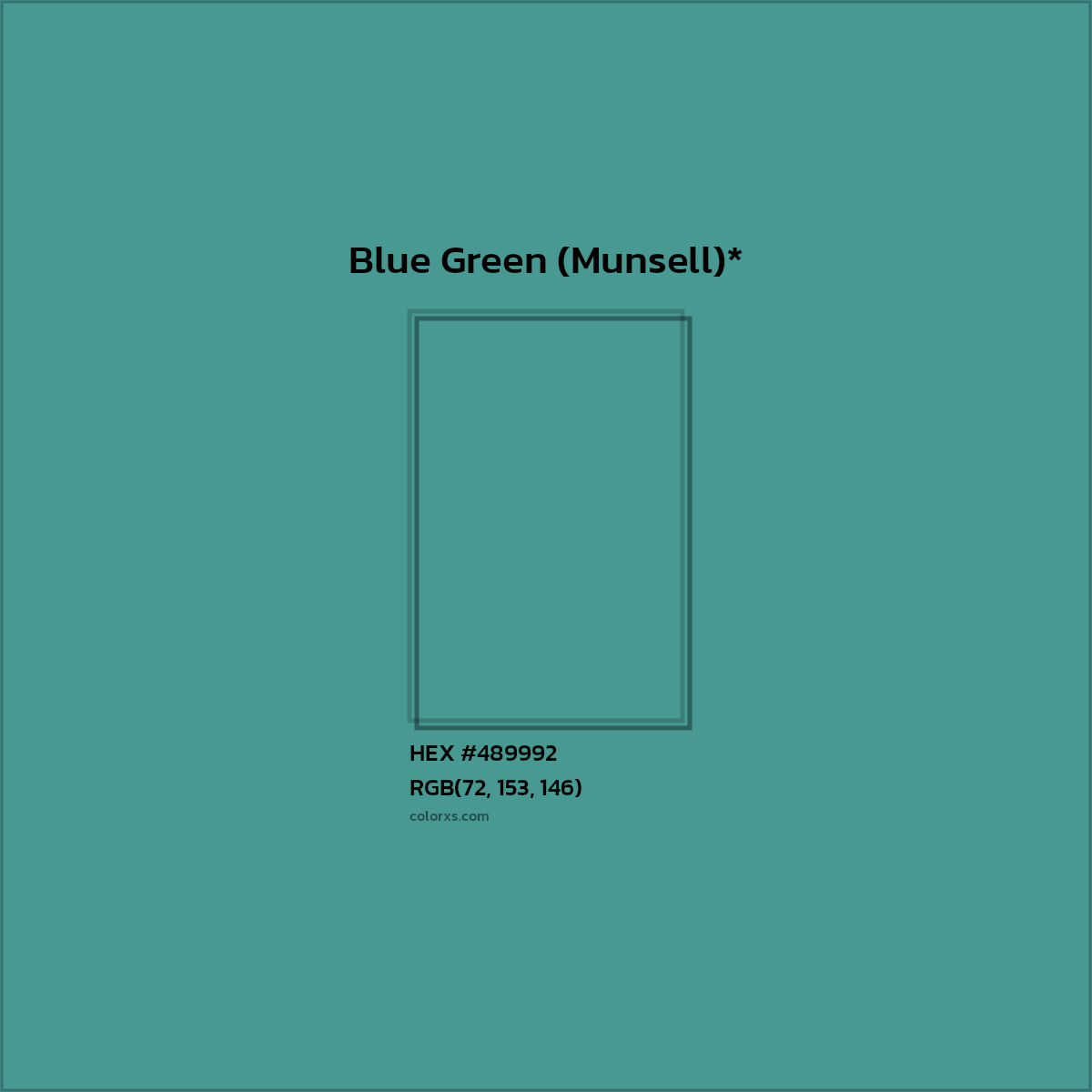 HEX #489992 Color Name, Color Code, Palettes, Similar Paints, Images