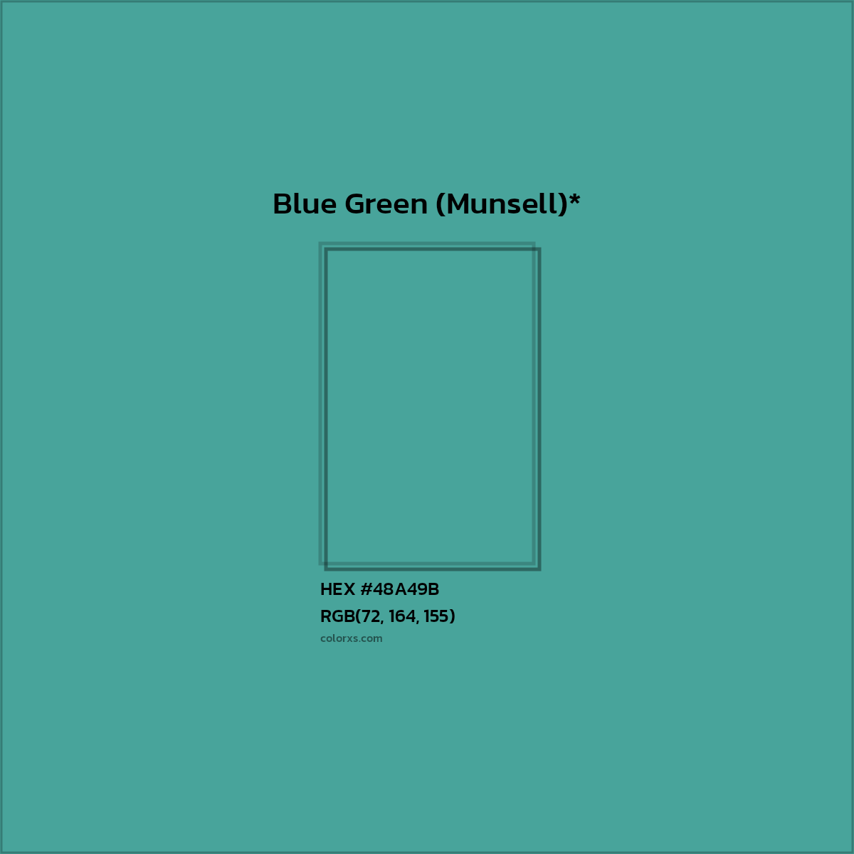 HEX #48A49B Color Name, Color Code, Palettes, Similar Paints, Images