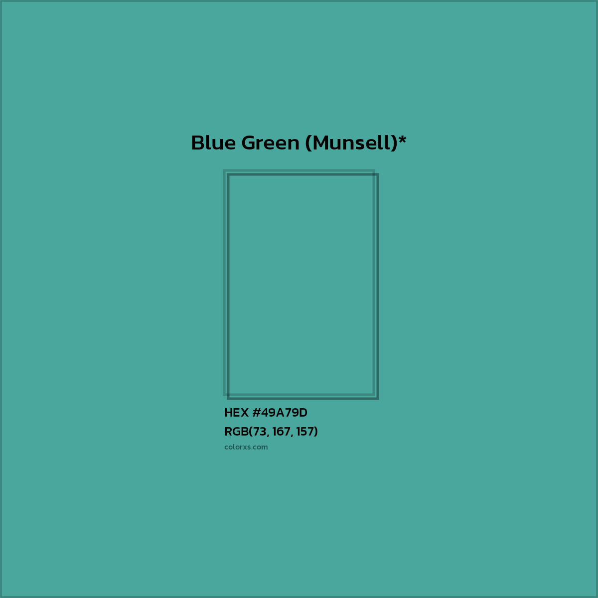 HEX #49A79D Color Name, Color Code, Palettes, Similar Paints, Images
