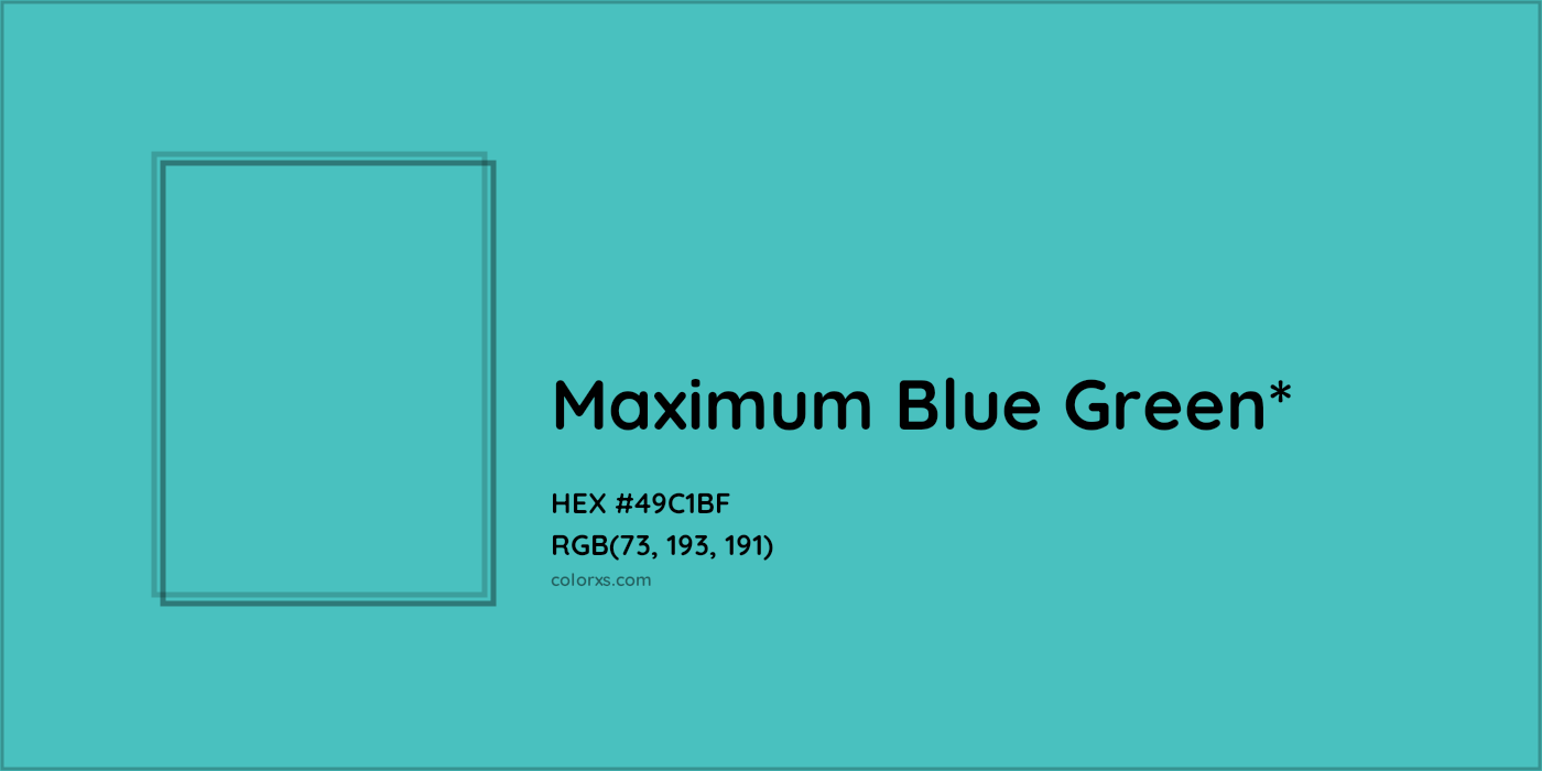 HEX #49C1BF Color Name, Color Code, Palettes, Similar Paints, Images